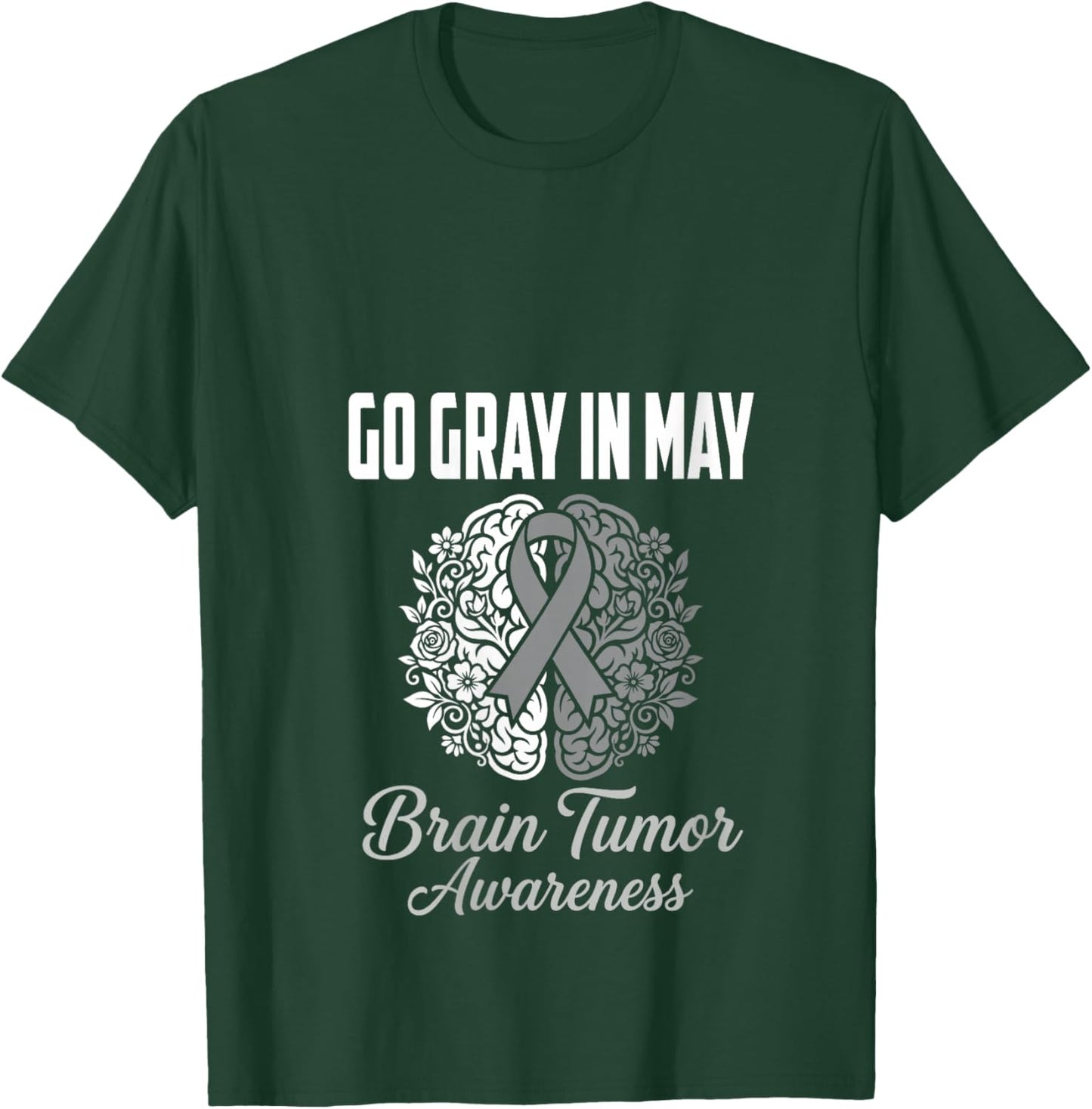 Women's Go Gray in May Brain Tumor Awareness Brain Cancer V-Neck T-Shirt - T-Shirt | Forest
