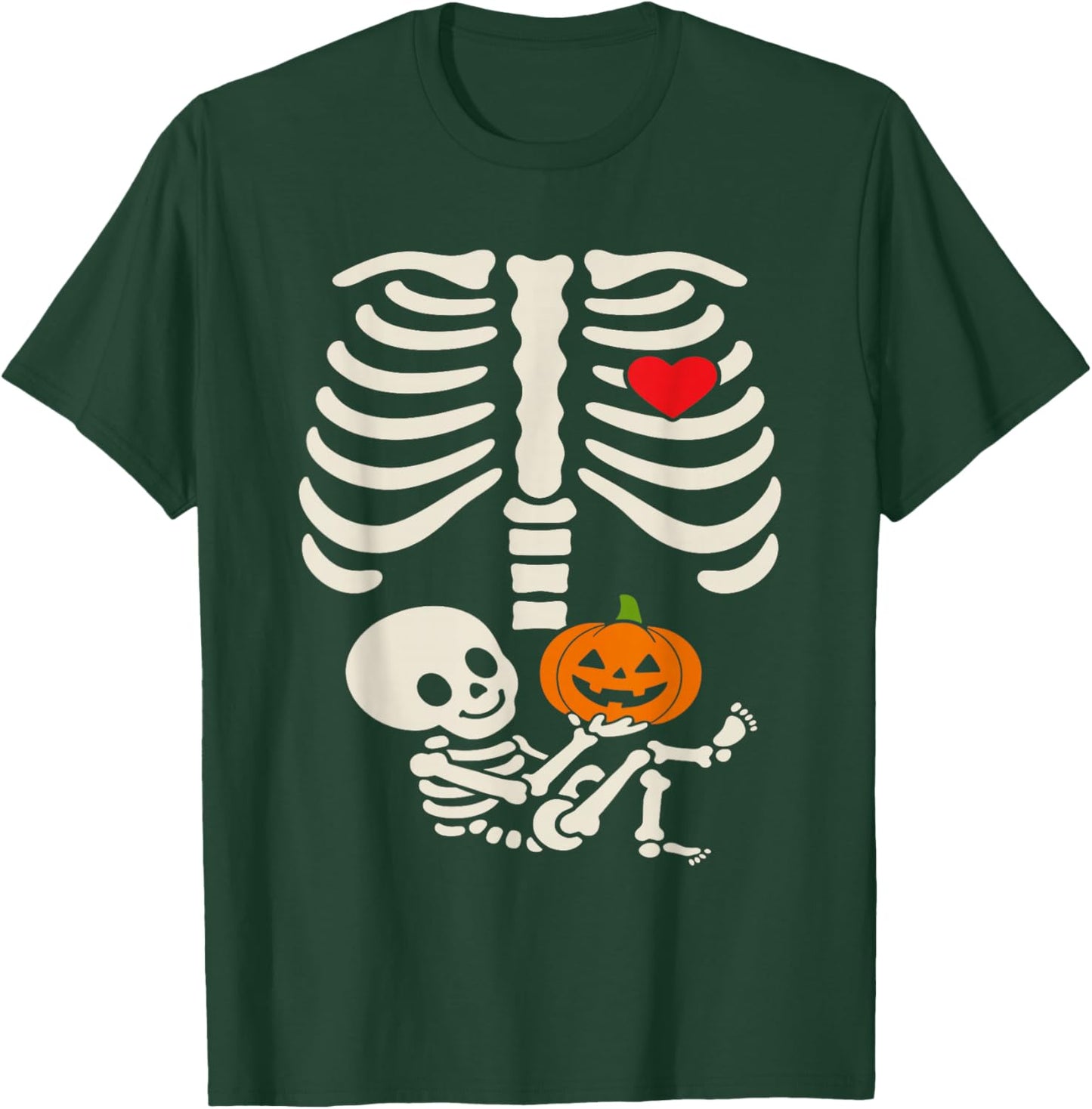 Halloween Baby Skeleton Heart Pregnancy Outfit T-Shirt - T-Shirt | Forest