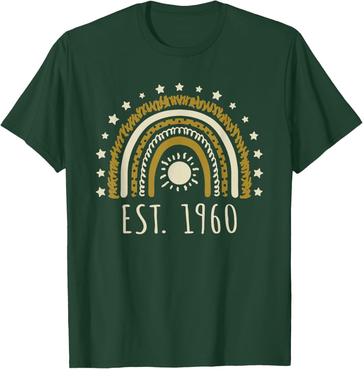 Est 1960 Retro Rainbow Established 1960 Birthday Design T-Shirt - T-Shirt | Forest