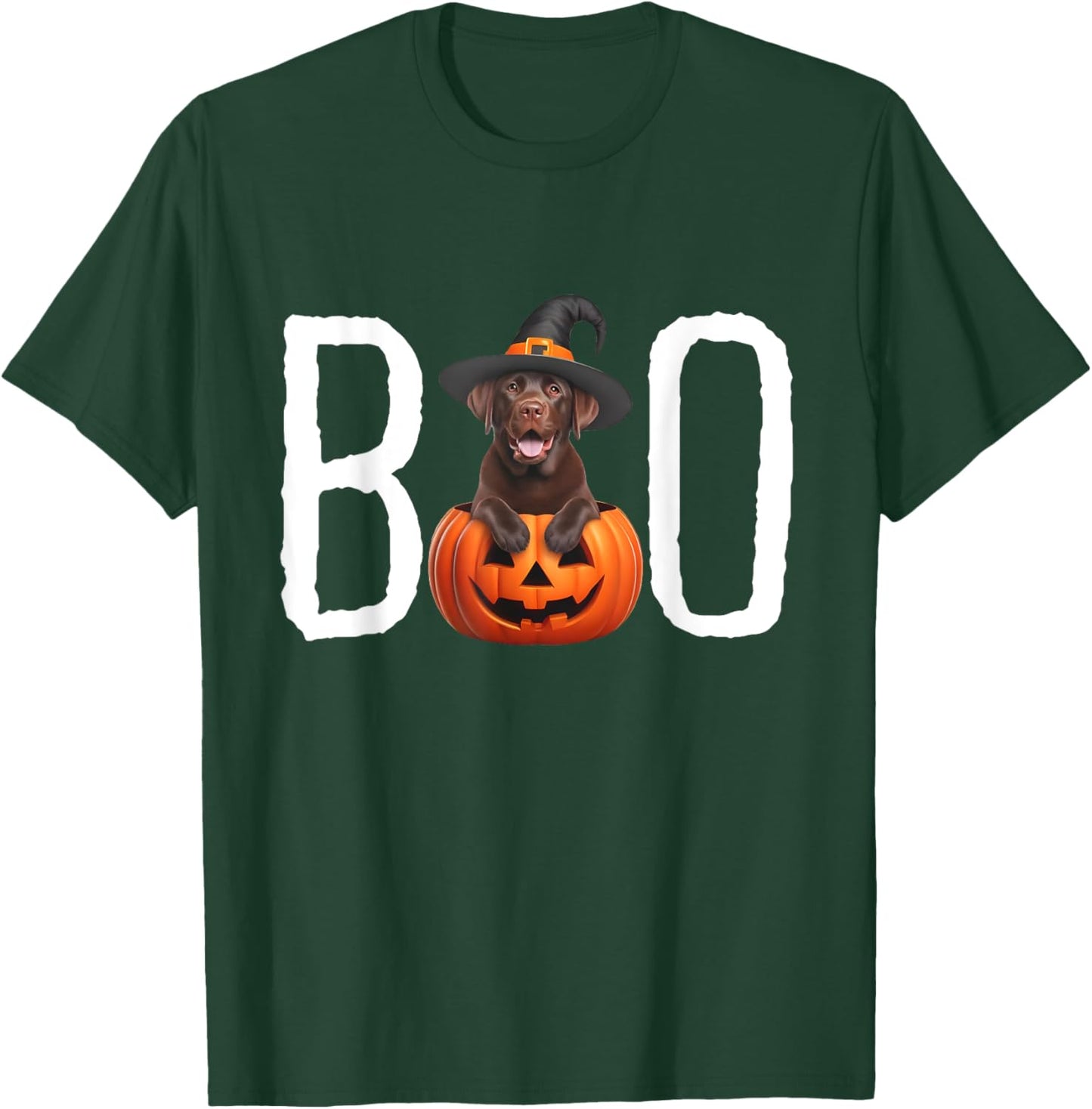 Chocolate Lab Puppy Pumpkin BOO Witch Hat Dog Halloween Dog Women T-Shirt - T-Shirt | Forest