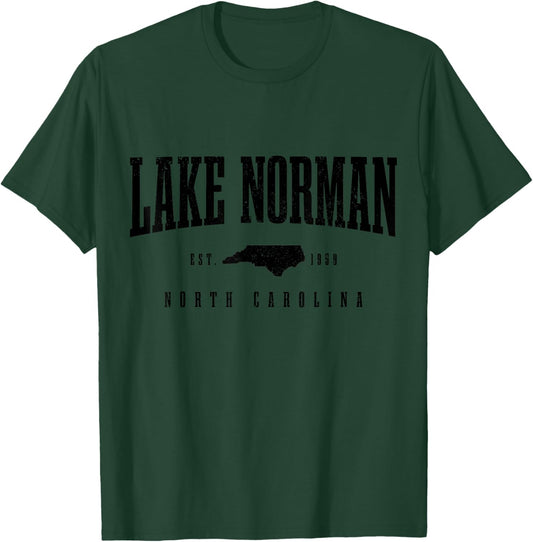 Lake Norman North Carolina Vintage Pride State Map Souvenir T-Shirt - T-Shirt | Forest