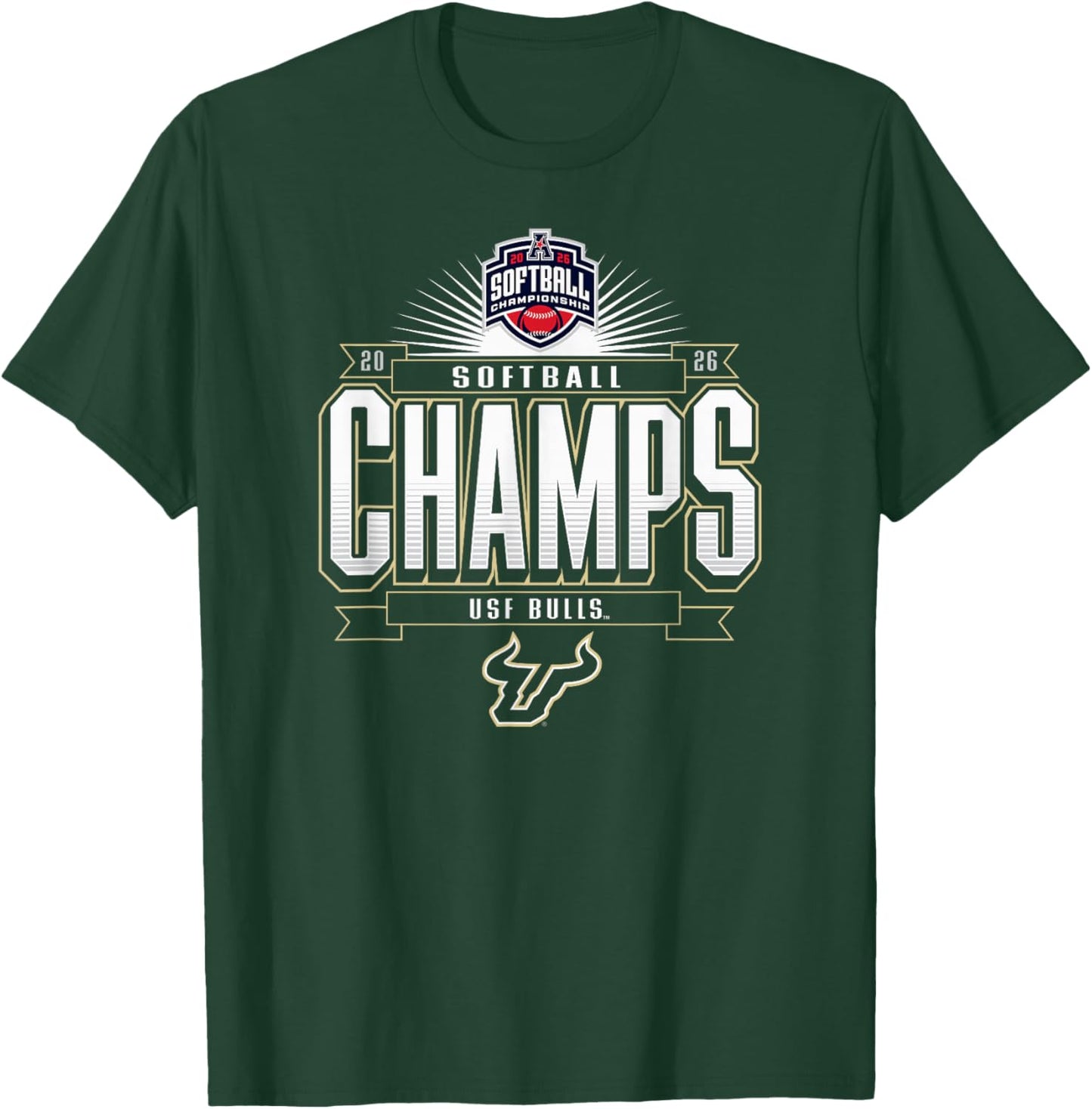 South Florida Bulls AAC Champs 2026 Softball Tournament T-Shirt - T-Shirt | Forest