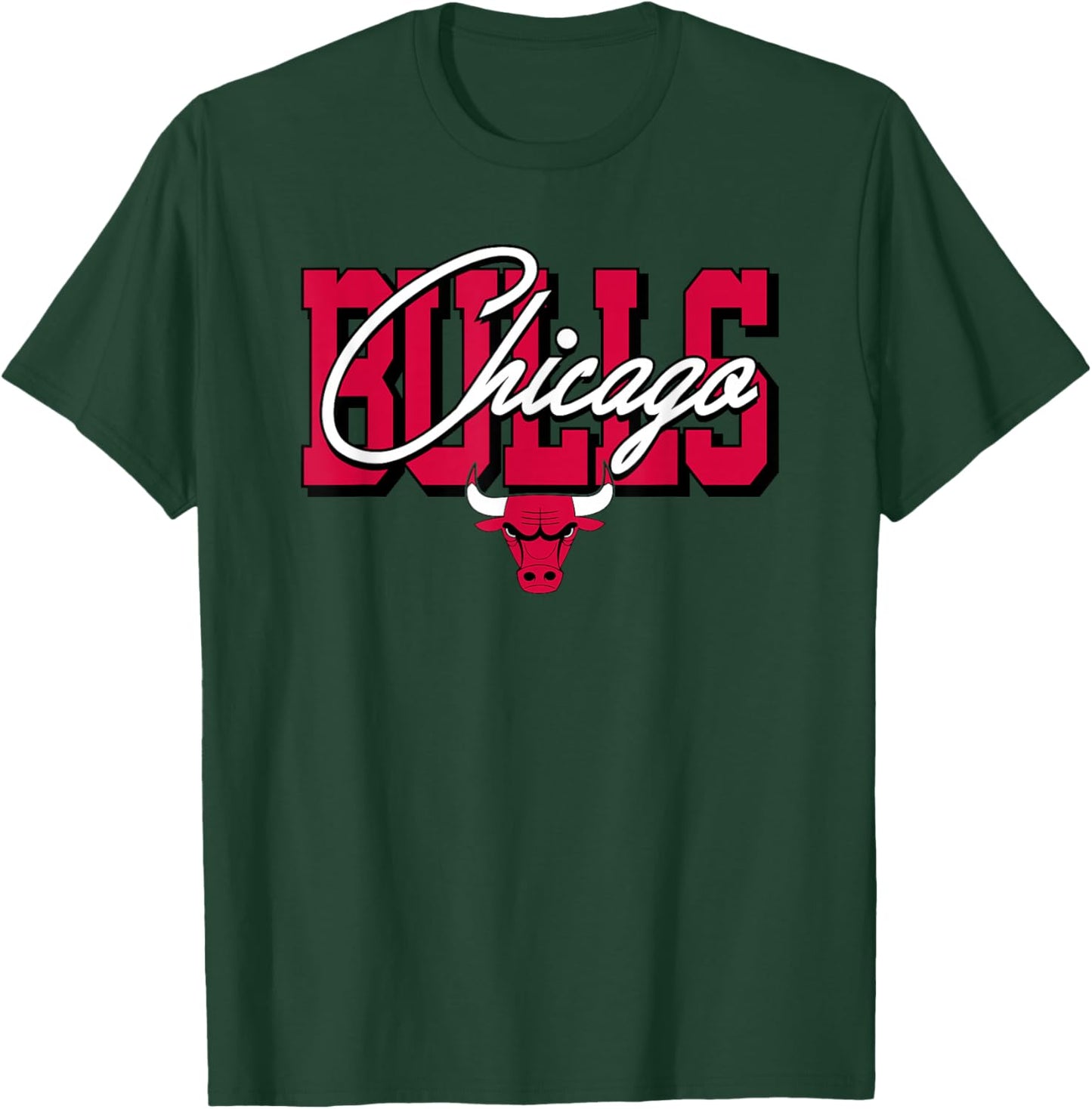 NBA - Chicago Bulls Blockletter-Skript T-Shirt - T-Shirt | Forest