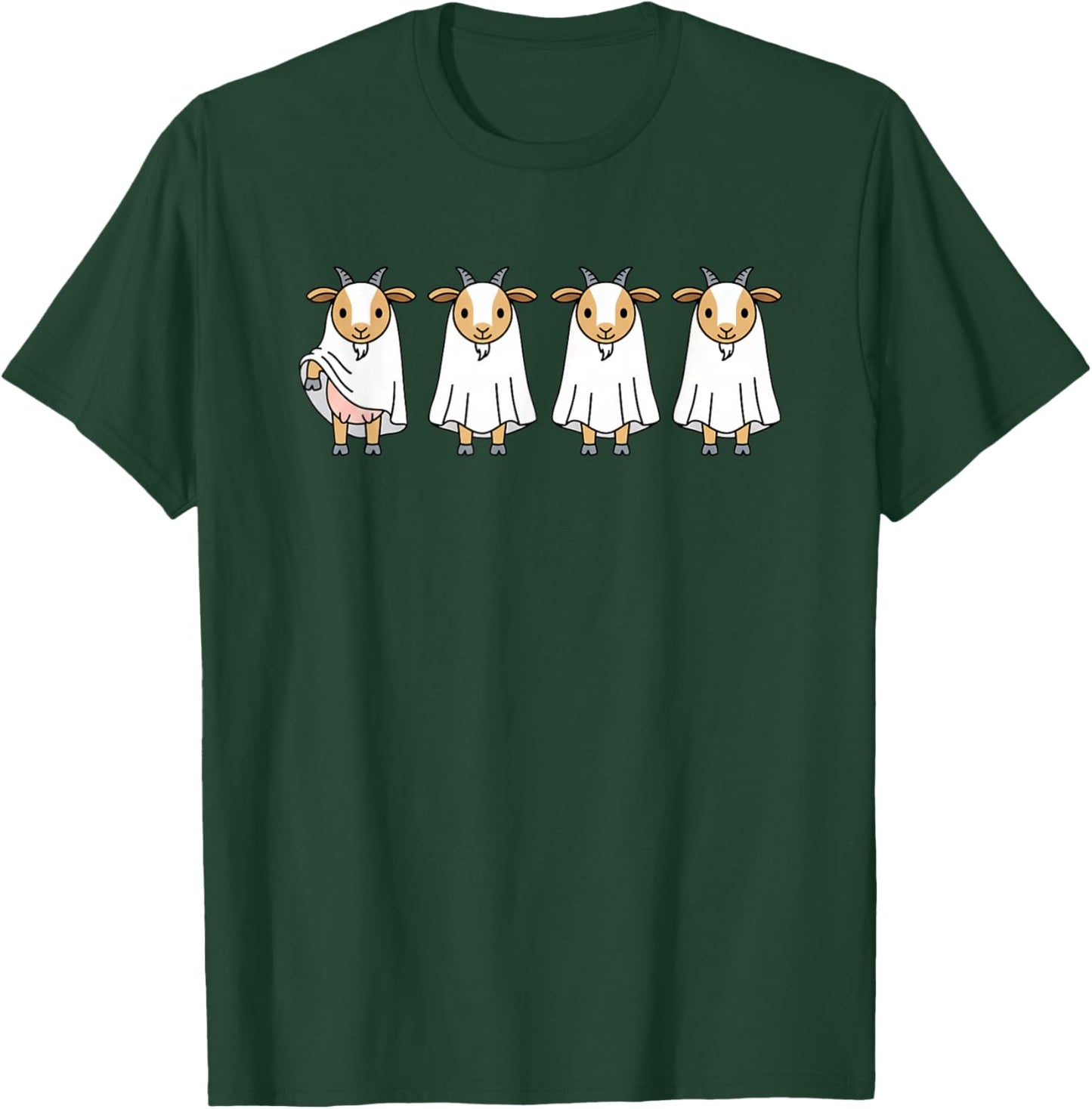 Kids Halloween Goat Ghost Cartoon Cute Goat Costume Funny T-Shirt - T-Shirt | Forest