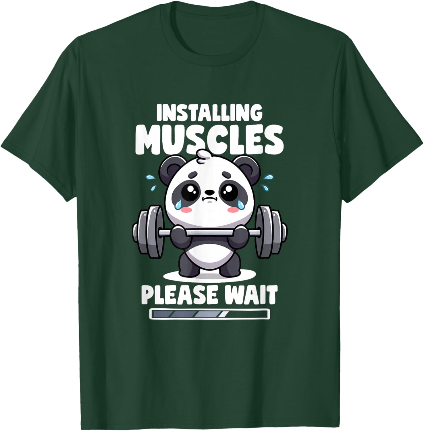 Installing Muscles Please Wait Panda Lifting Gym Quote Panda T-Shirt - T-Shirt | Forest