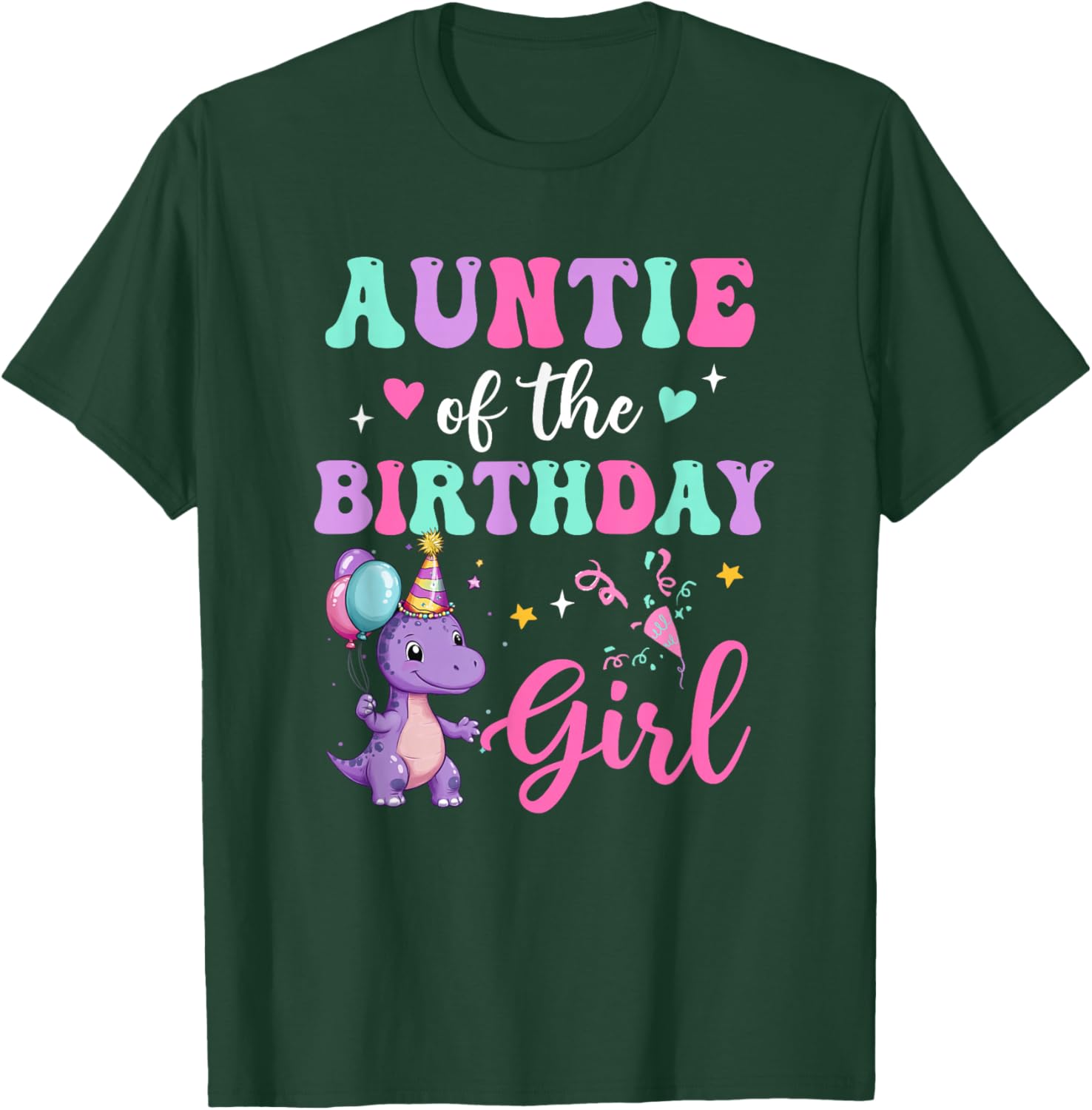 Auntie Of The Birthday For Girl Dinosaur T-Rex Party Family T-Shirt - T-Shirt | Forest