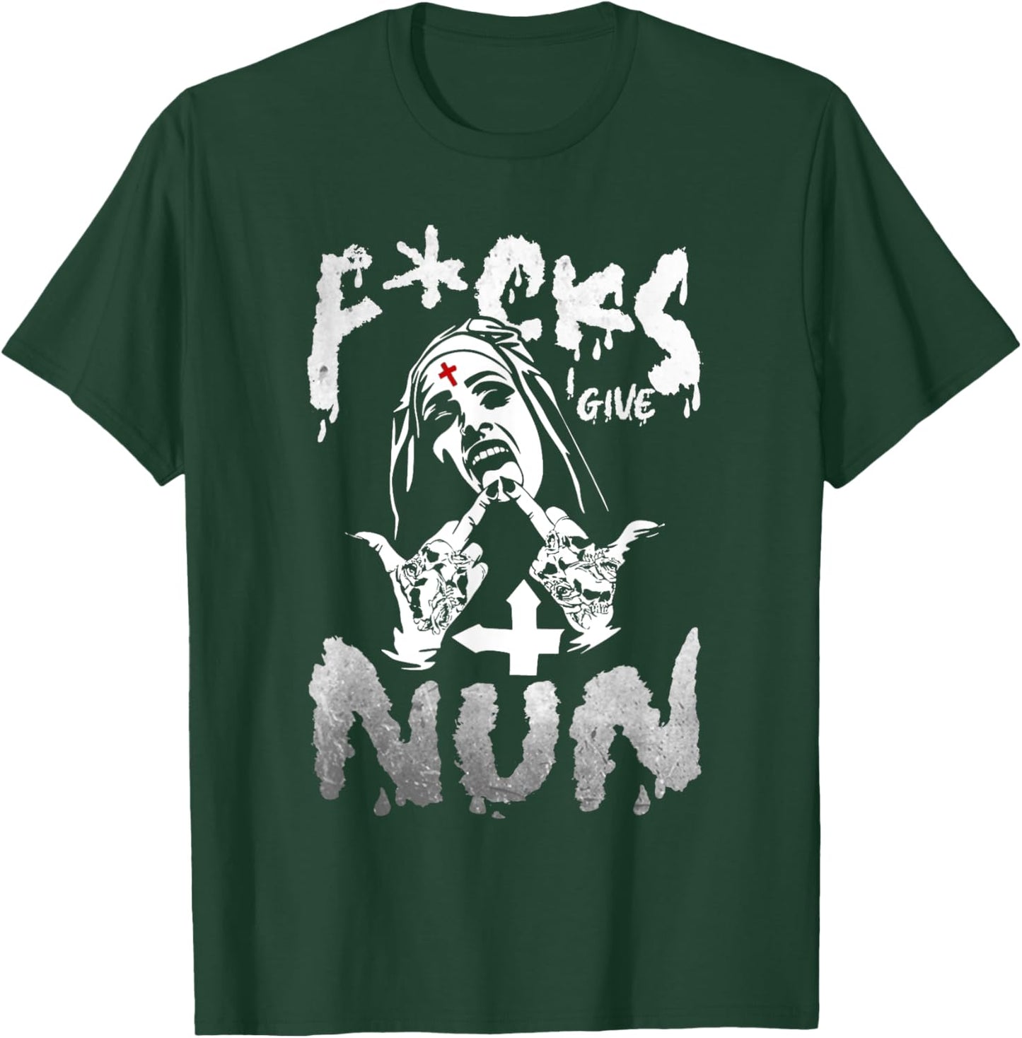 F-cks I Give Nun Dark Humor Gothic Design T-Shirt - T-Shirt | Forest