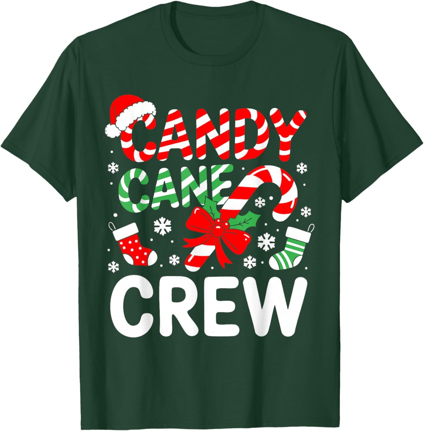Candy Cane Crew Shirt Adult Men Women Kids Christmas Pajamas T-Shirt - T-Shirt | Forest