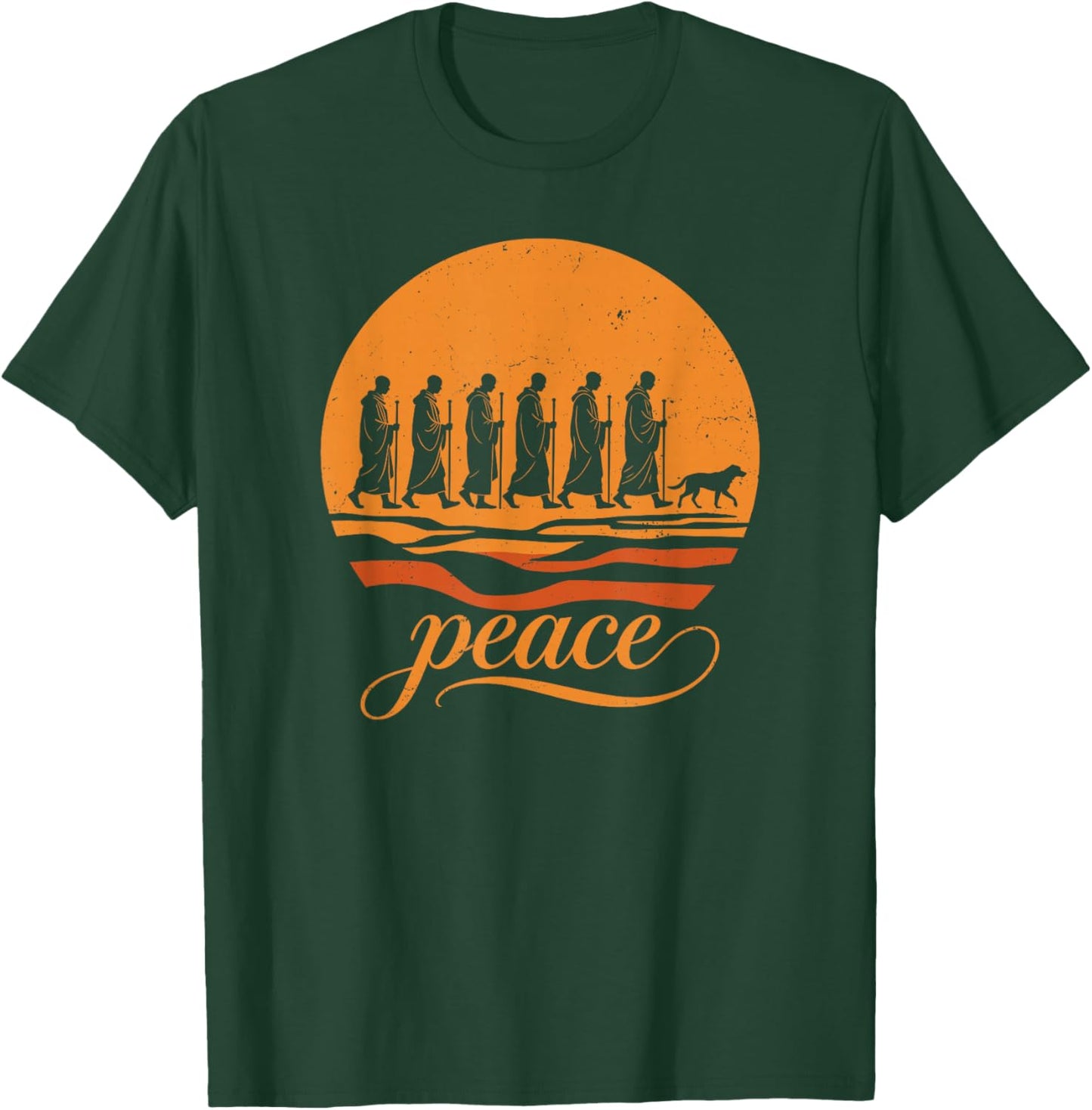 Walk for Peace Buddhist Monks Inspirational Journey T-Shirt - T-Shirt | Forest