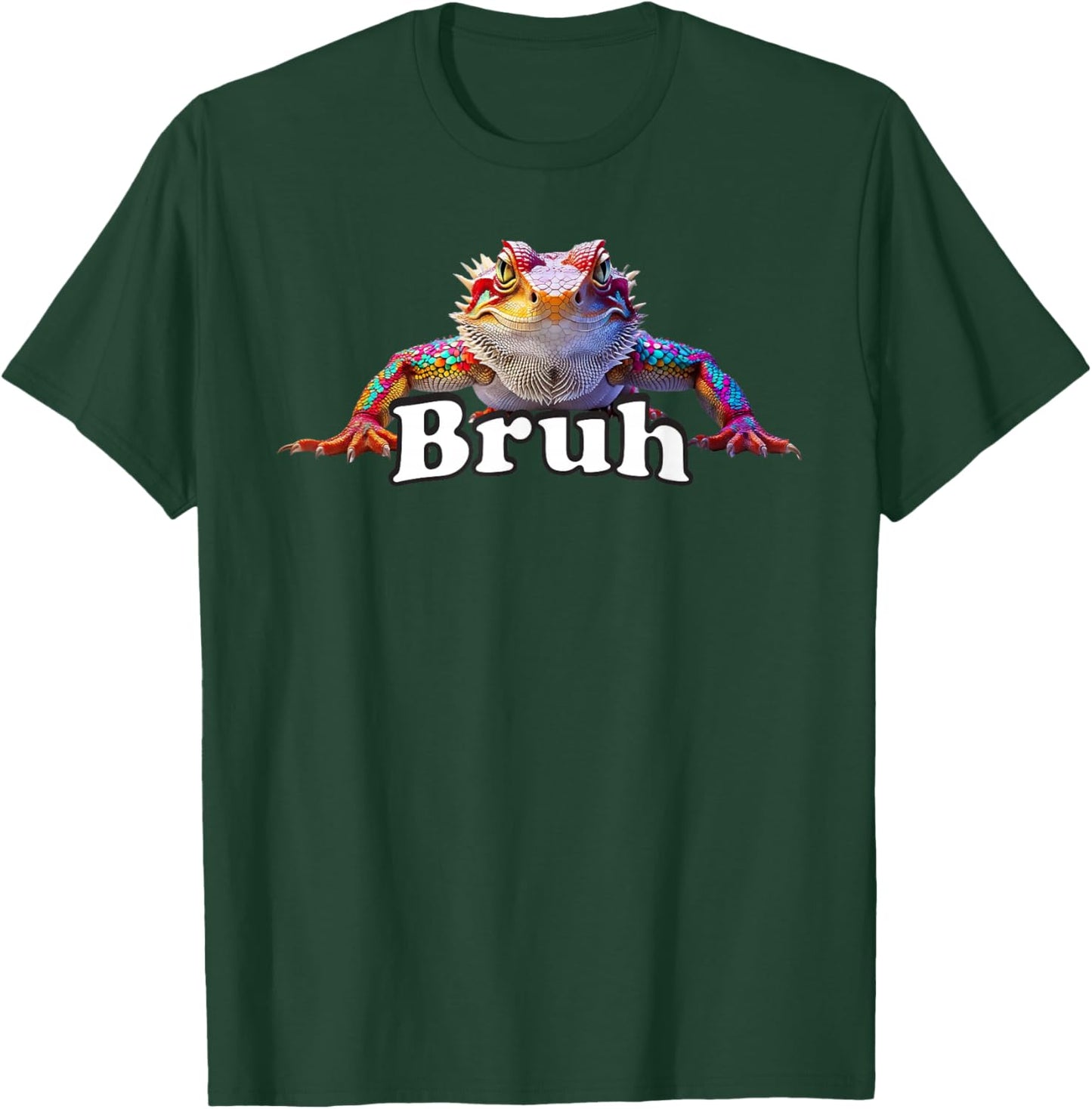 Vibrant Bearded Dragon Meme Design Featuring “Bruh” T-Shirt - T-Shirt | Forest