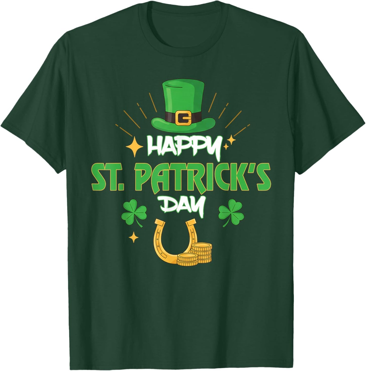 Happy St. Patrick’s Day Lucky Shamrock Irish T-Shirt - T-Shirt | Forest