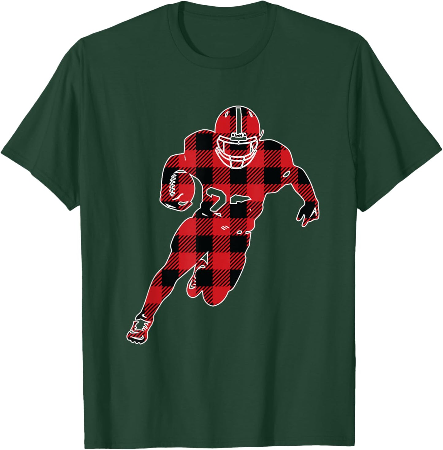 Red And Black Buffalo Plaid American Football Christmas T-Shirt - T-Shirt | Forest