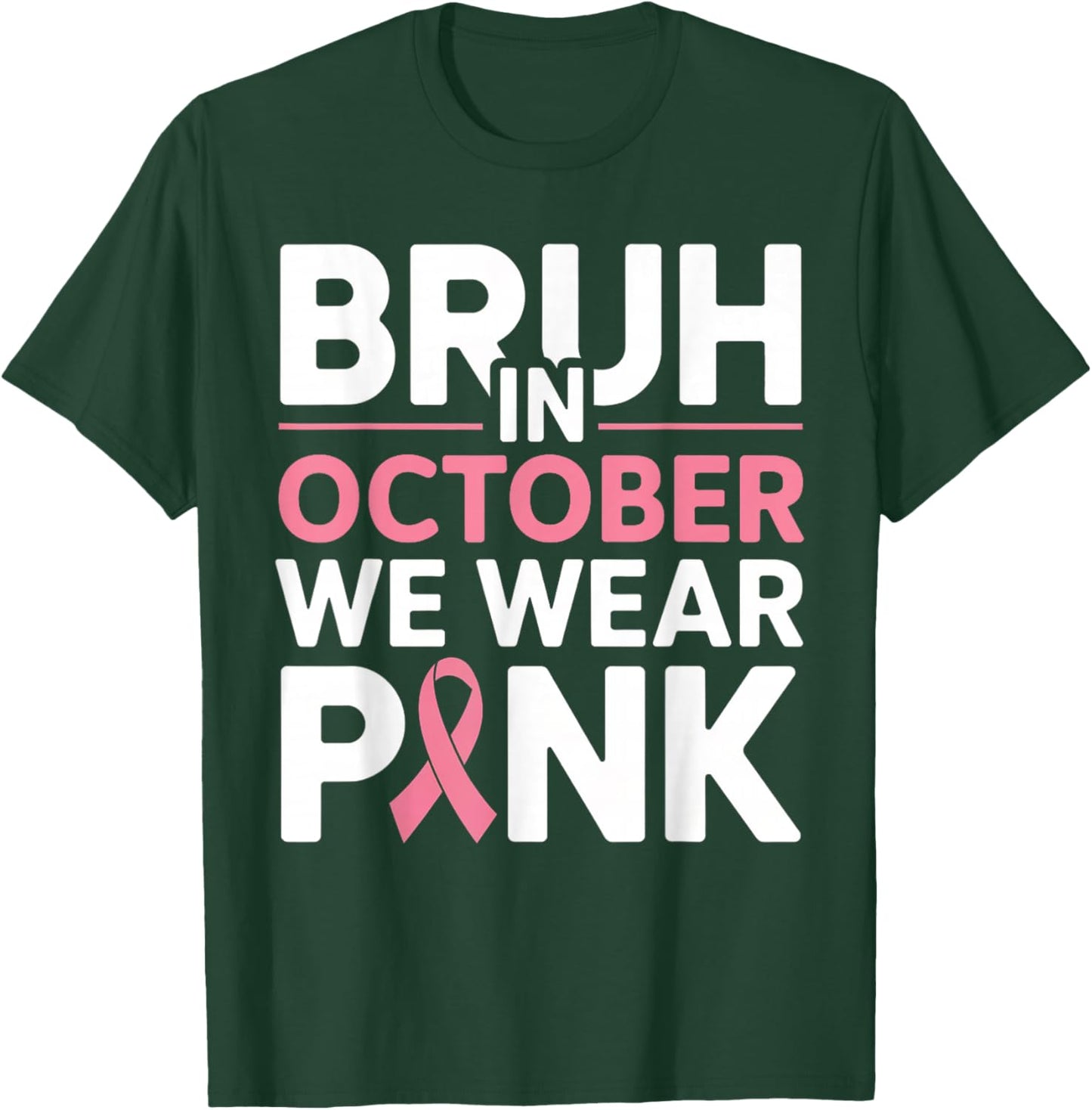 Breast Cancer Shirts for Kids Boys Bruh In October Wear Pink T-Shirt - T-Shirt | Forest