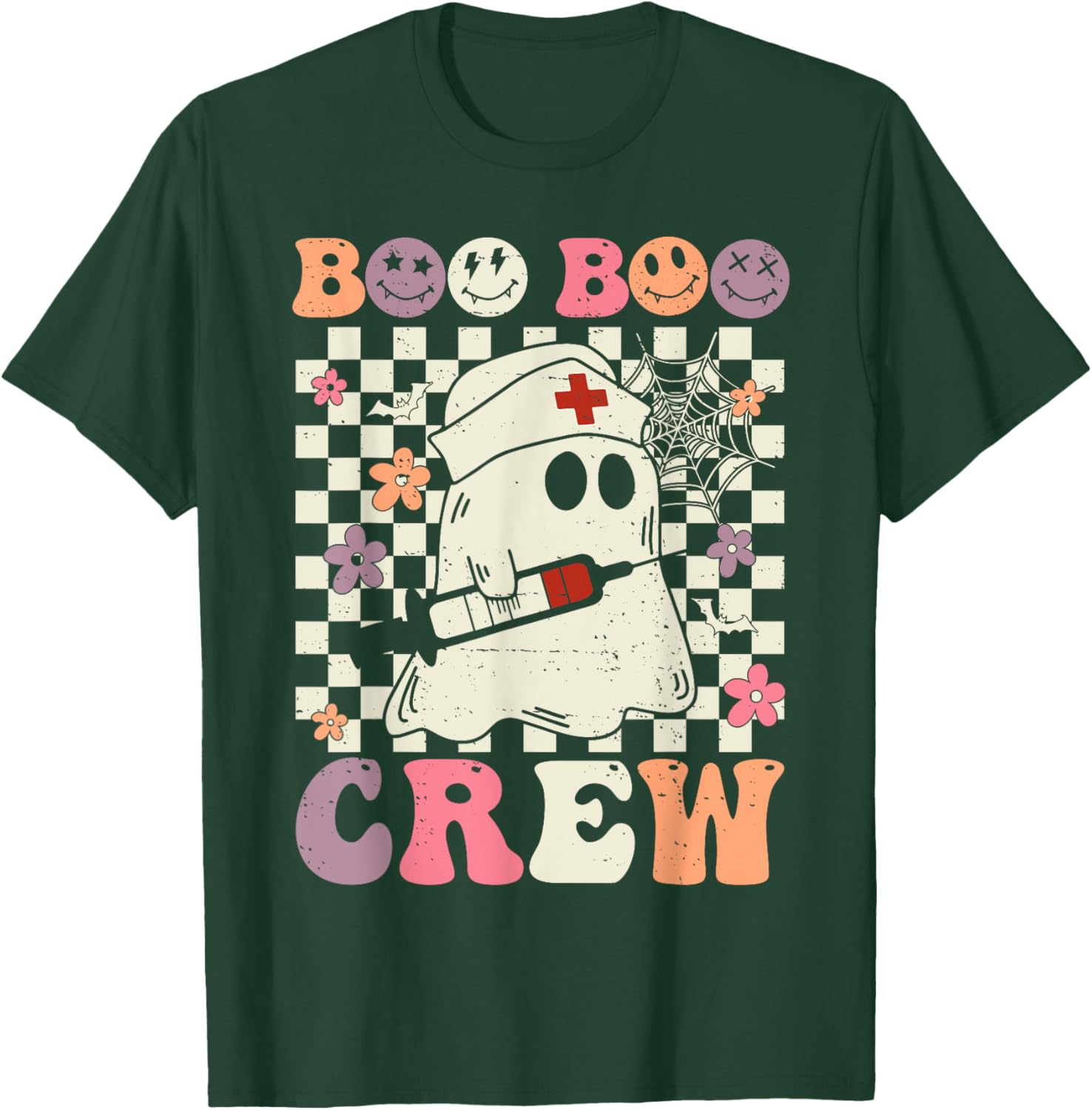 Retro Boo Boo Crew Nurse Halloween Ghost Nursing T-Shirt - T-Shirt | Forest
