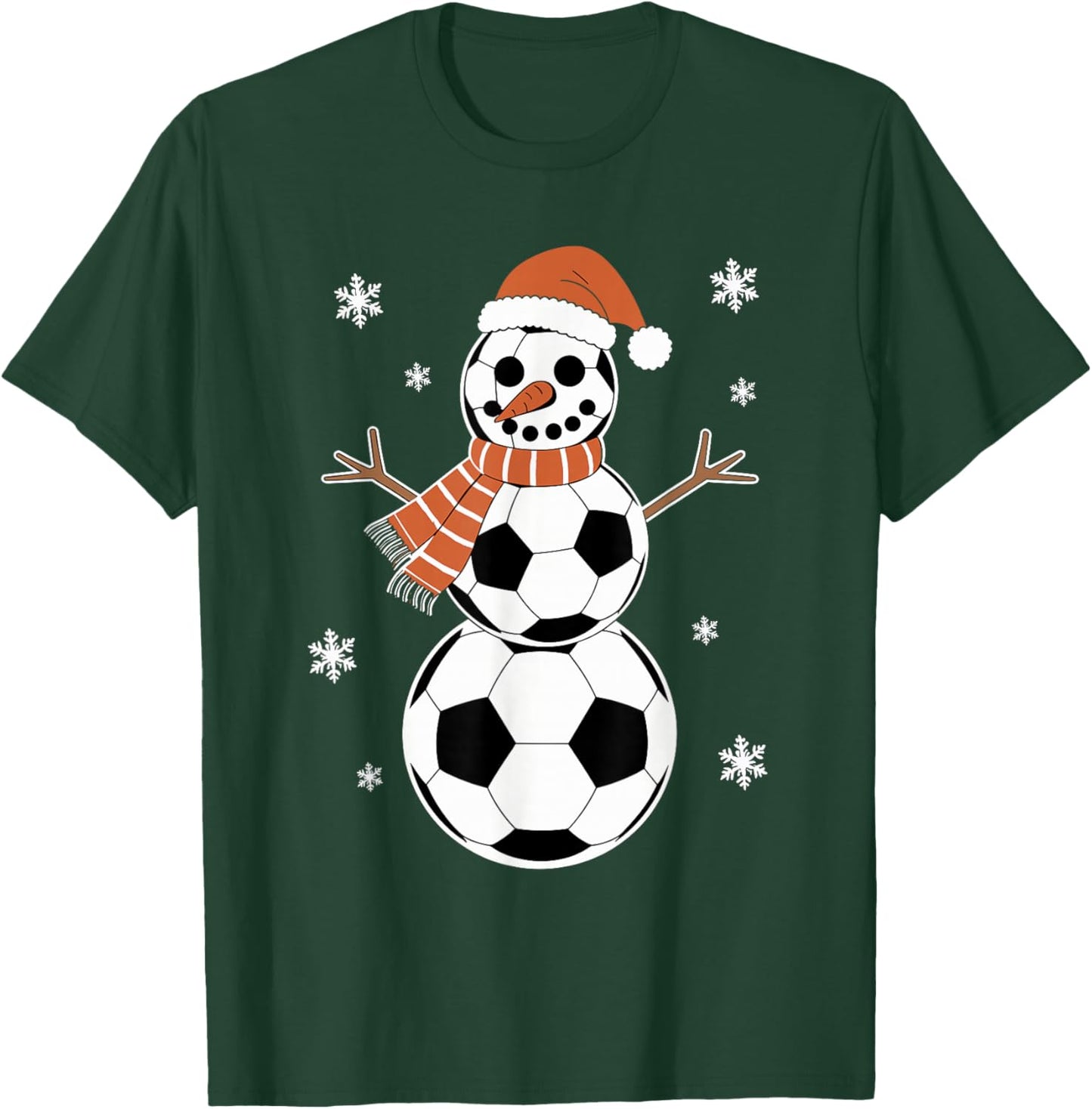 Funny Christmas Soccer Balls As Snowman Men Boys Kids T-Shirt - T-Shirt | Forest