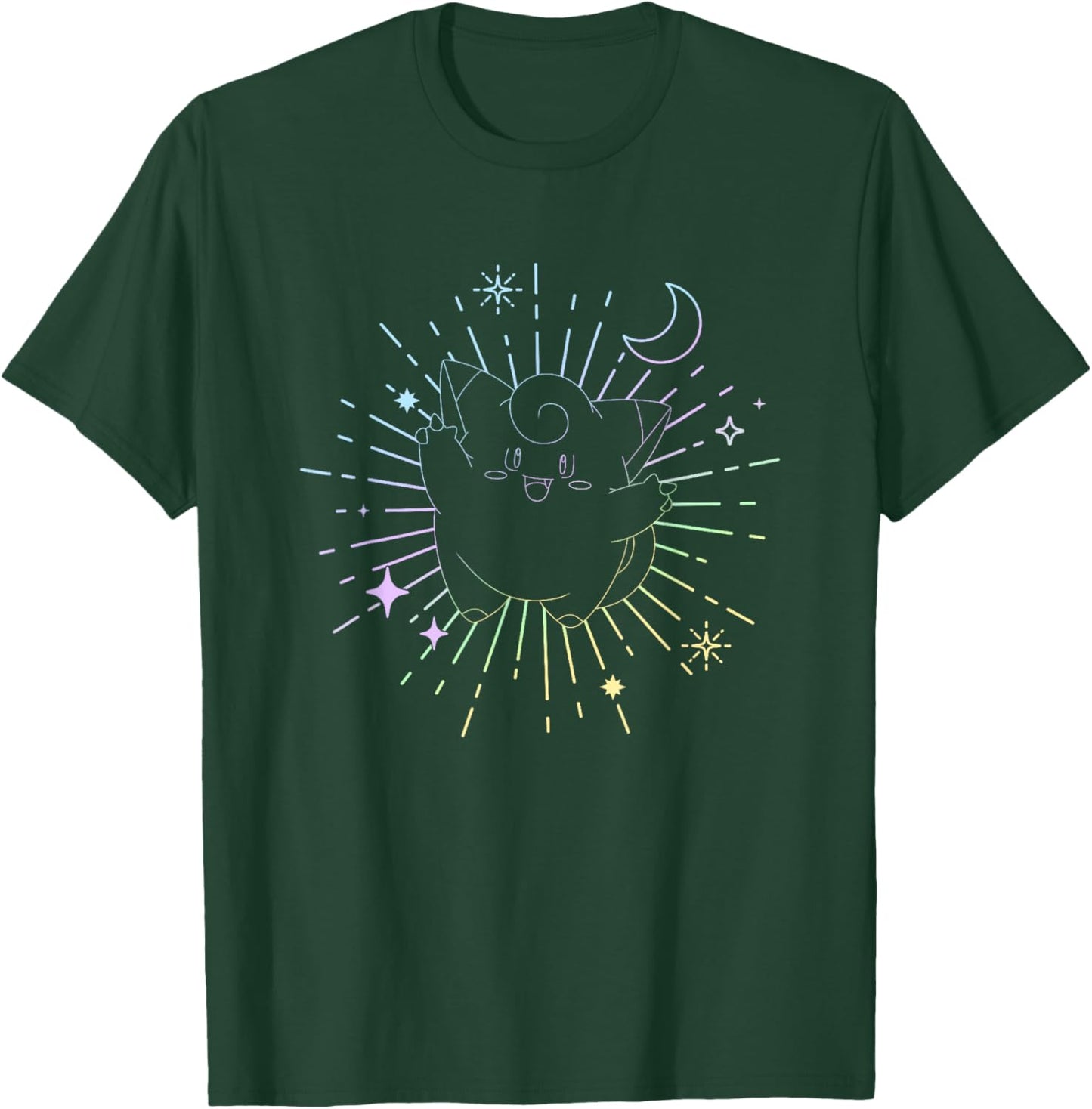 Pokémon Clefairy Metronome Outline Retro Stars T-Shirt - T-Shirt | Forest