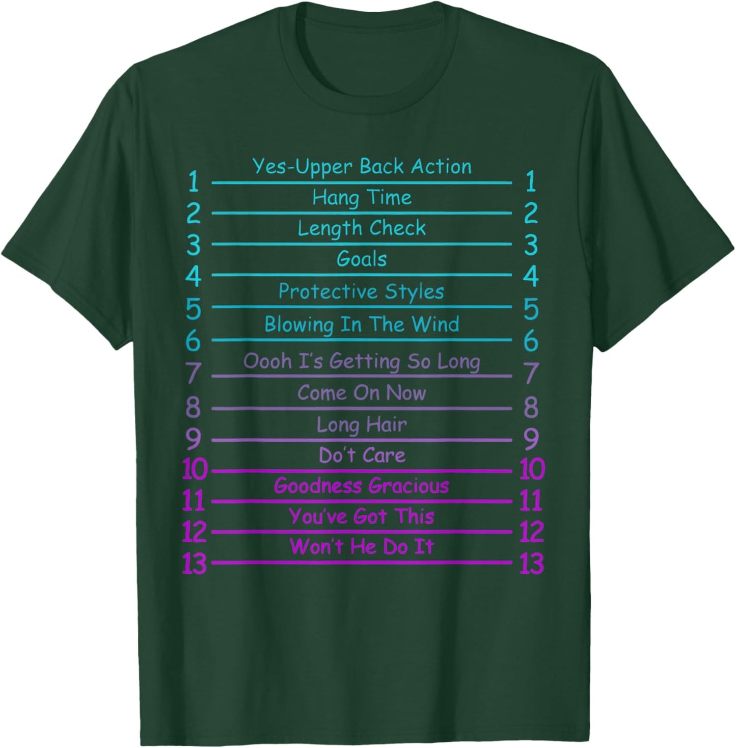 Track Your Long Natural Hair Length Check Hair Growth Chart T-Shirt - T-Shirt | Forest