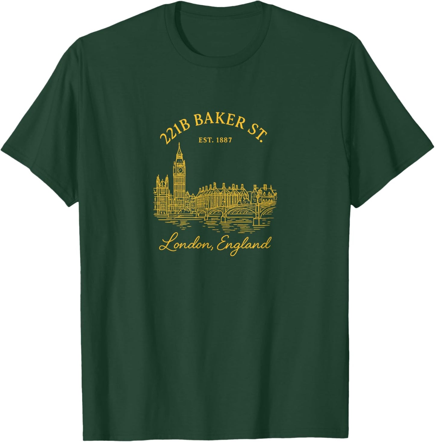 Sherlock Holmes 221B Baker Street London Vintage Design T-Shirt - T-Shirt | Forest