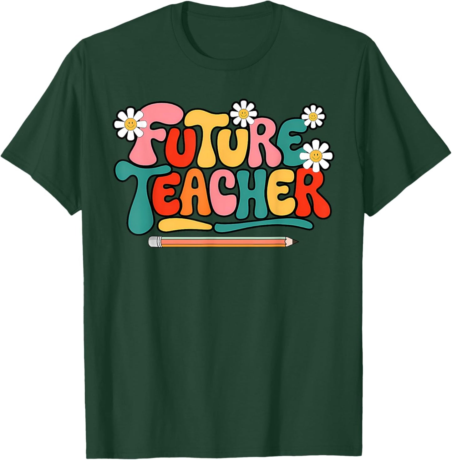 Groovy Future Teacher Student Graduation Teacher In Progress T-Shirt - T-Shirt | Forest