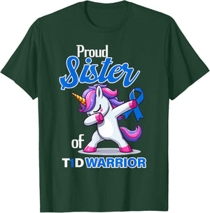 Type 1 Diabetes Shirt Proud Sister Of A T1D Warrior T-Shirt - T-Shirt | Forest