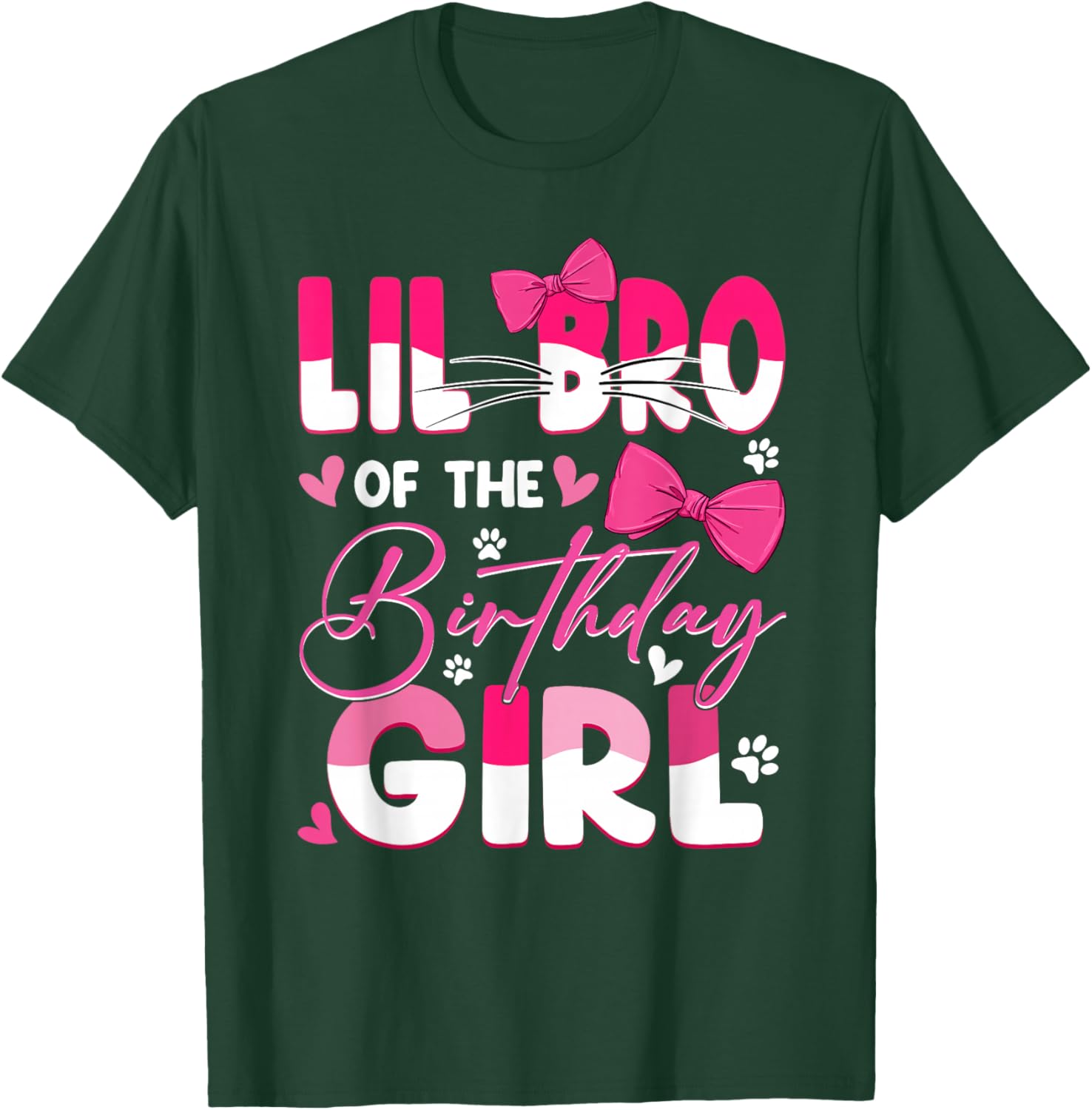 Lil Bro Of The Birthday Girl Cat Kitty Family Matching T-Shirt - T-Shirt | Forest
