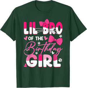Lil Bro Of The Birthday Girl Cat Kitty Family Matching T-Shirt - T-Shirt | Forest
