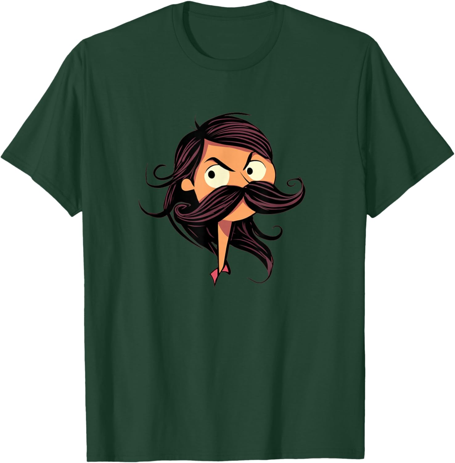Funny Bearded Girl with Mustache for a Cool Cartoon Look T-Shirt - T-Shirt | Forest