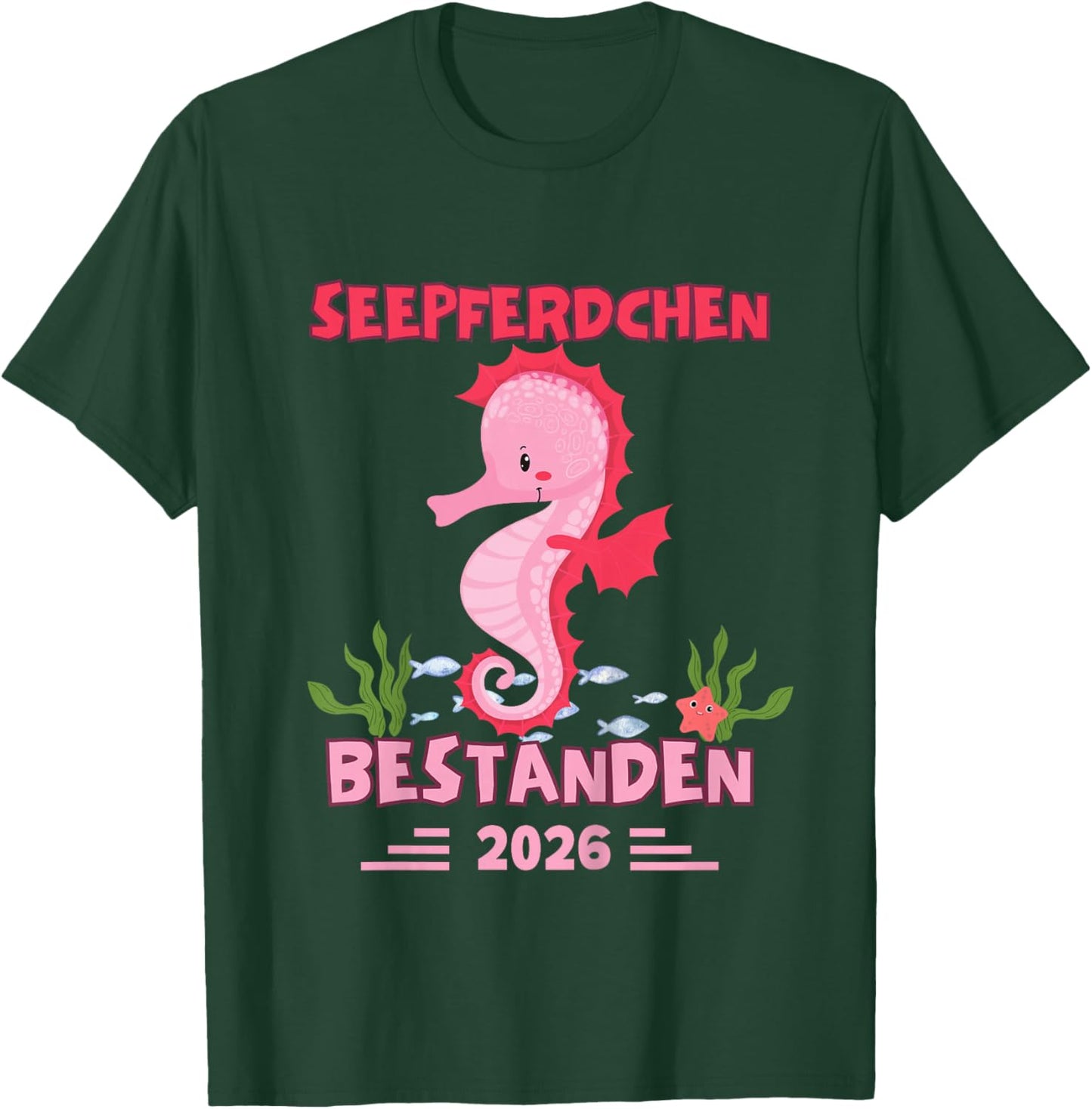 Seahorse Bestanden Frühschwimmer Badge, 2026 T-Shirt - T-Shirt | Forest