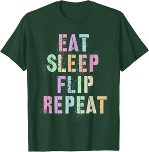 Fun Gymnast EAT SLEEP FLIP REPEAT Balance Beam Gymnastics T-Shirt - T-Shirt | Forest