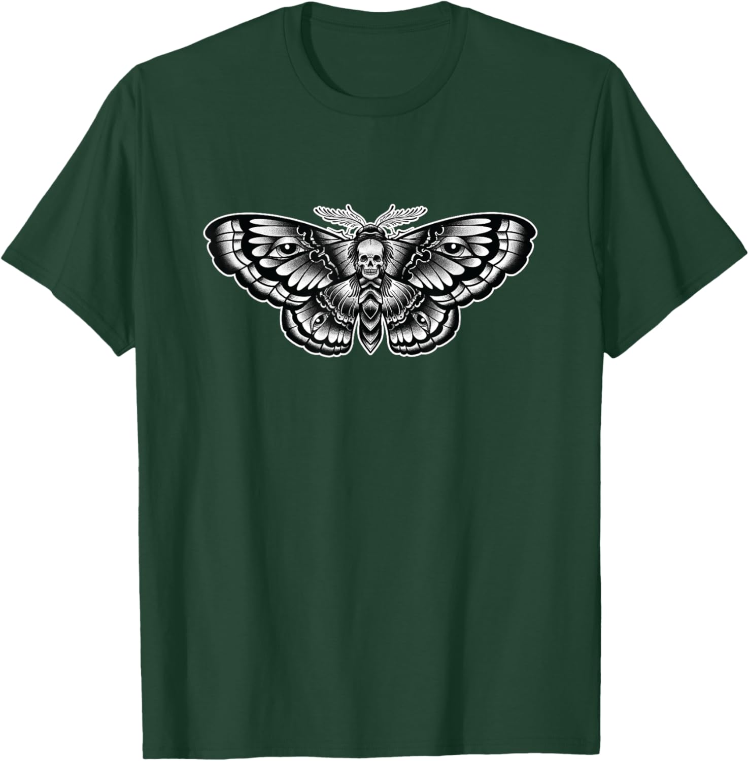 Death Head Moth Tattoo art-Inspired Symbolic T-Shirt - T-Shirt | Forest