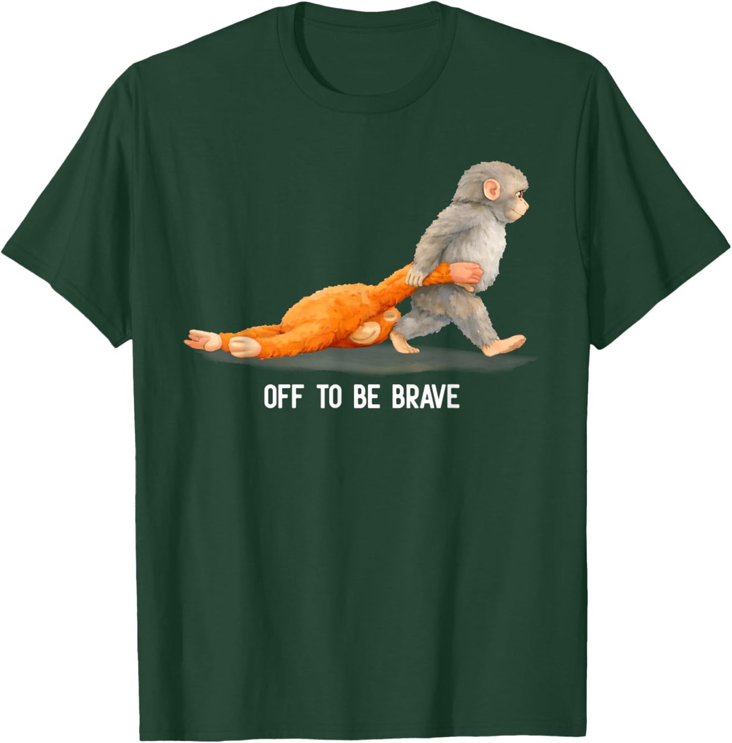Off to Be Brave Monkey Punch Viral Baby Monkey Plush Meme T-Shirt - T-Shirt | Forest