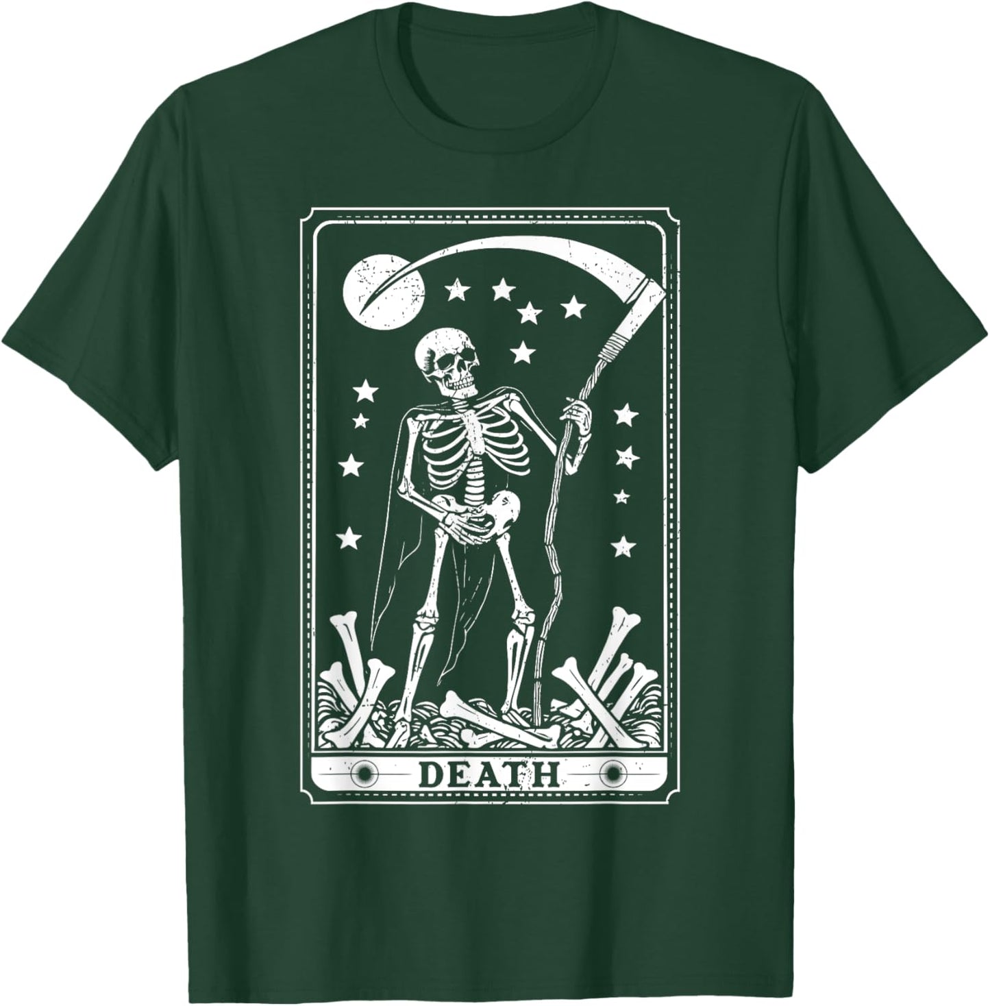 Retro Death Skeleton Tarot Card Astrology Happy Halloween T-Shirt - T-Shirt | Forest