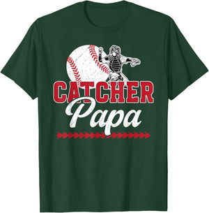 Baseball Catcher Papa Proud Papa of A Baseball Catcher T-Shirt - T-Shirt | Forest