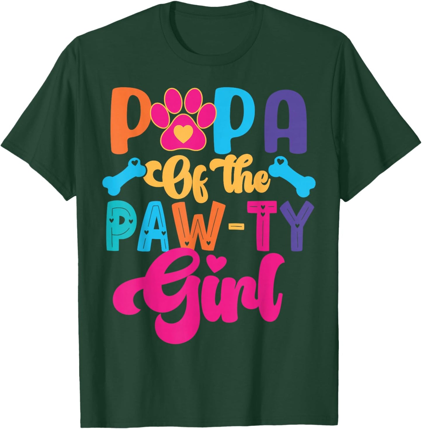 Papa Of The Birthday Girl Dog Paw Family Matching Party T-Shirt - T-Shirt | Forest
