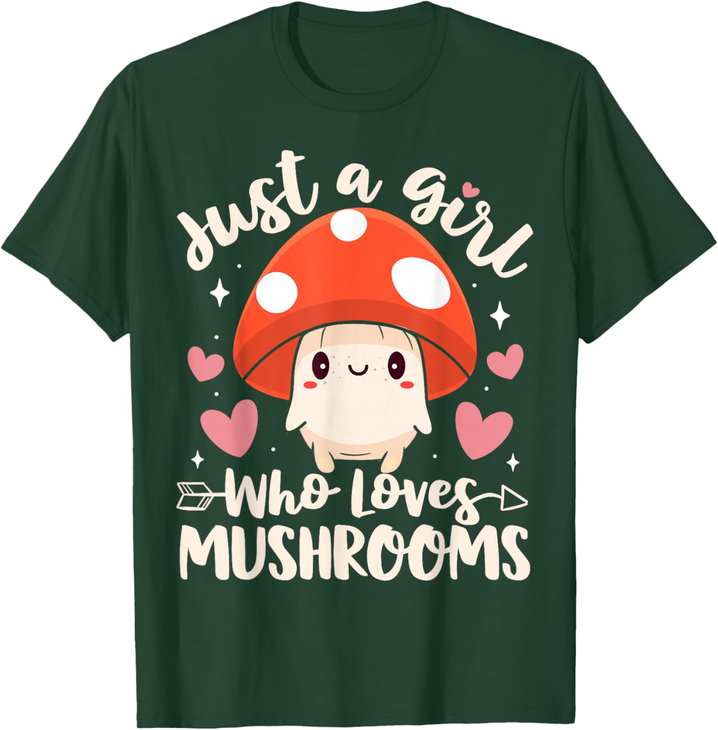 Just a Girl Who Loves Mushrooms Cute Mushroom T-Shirt - T-Shirt | Forest