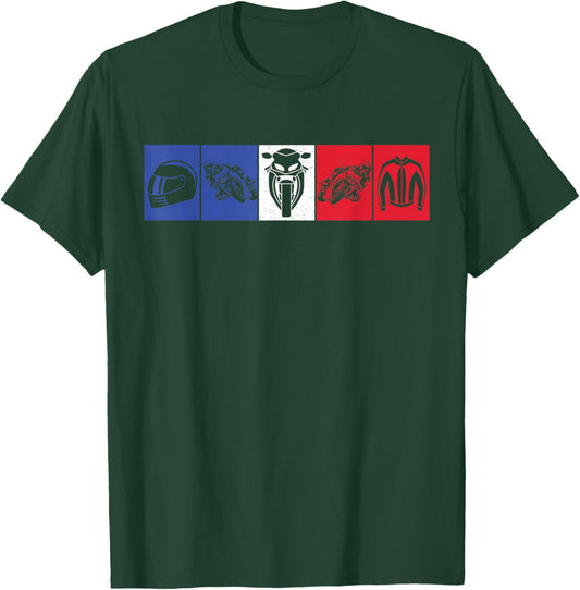 Moto Racing Motorcycle Motorcycles Racing Biker Boys Retro T-Shirt - T-Shirt | Forest