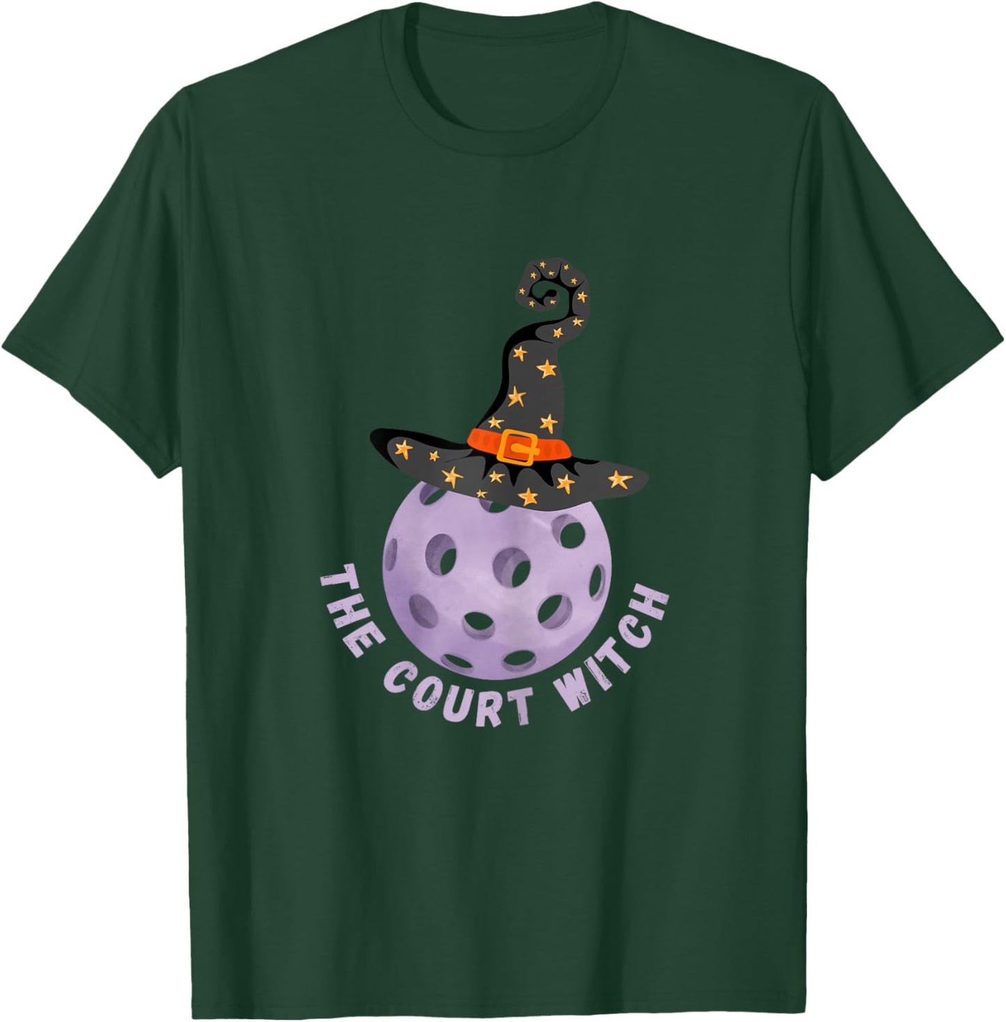 Fun Halloween Pickleball The Court Witch Purple Hat Shirt T-Shirt - T-Shirt | Forest