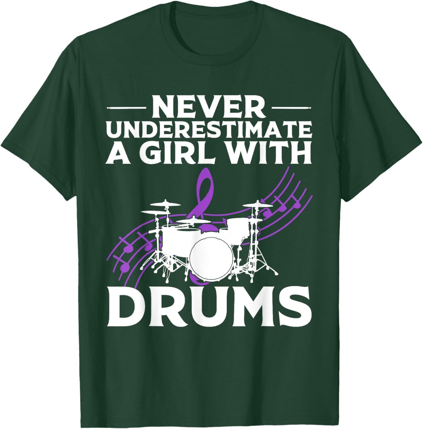 Funny Drummer Art For Girls Women Drumming Drum Set Drummer T-Shirt - T-Shirt | Forest