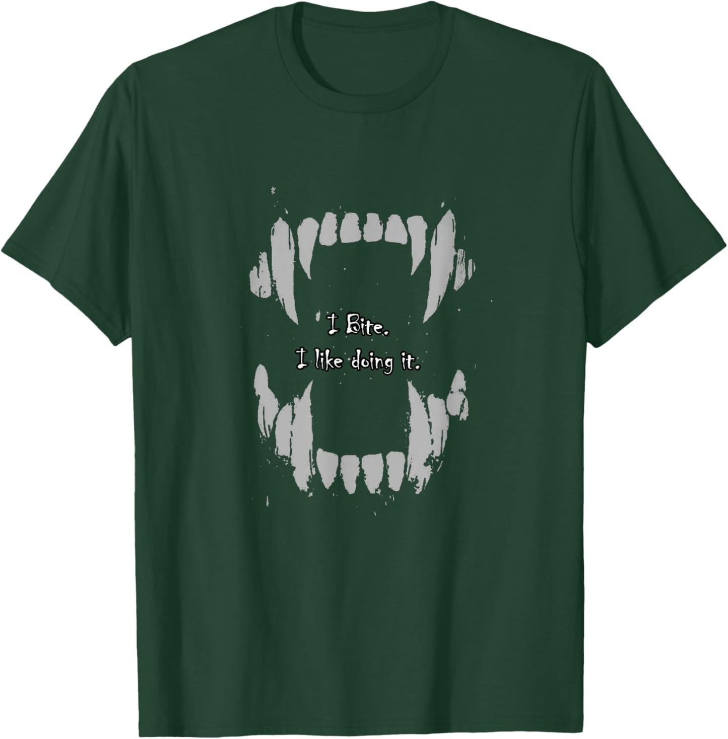 Grey Color I Bite, I Like Doing It Grey Graphic T-Shirt - T-Shirt | Forest