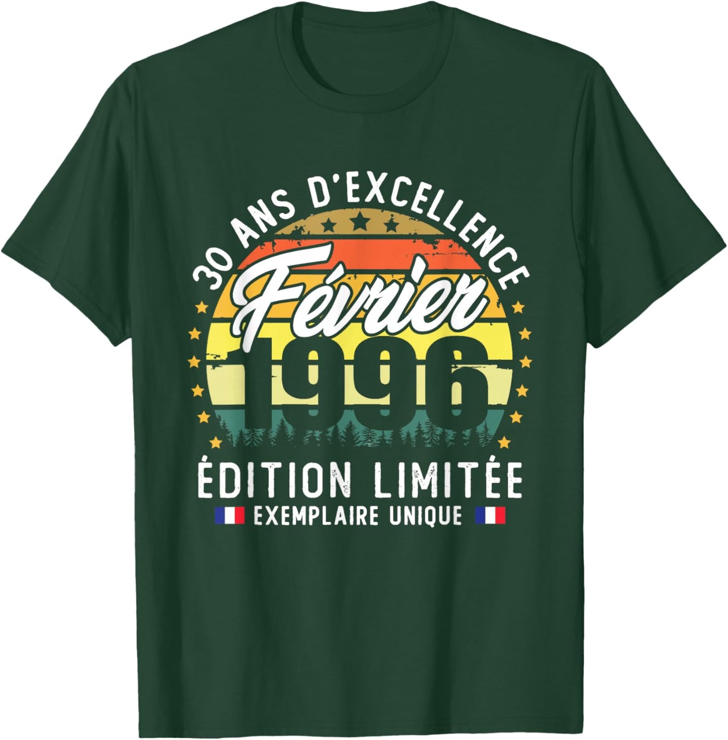Vintage February 1996 30th Birthday Gift T-Shirt - T-Shirt | Forest