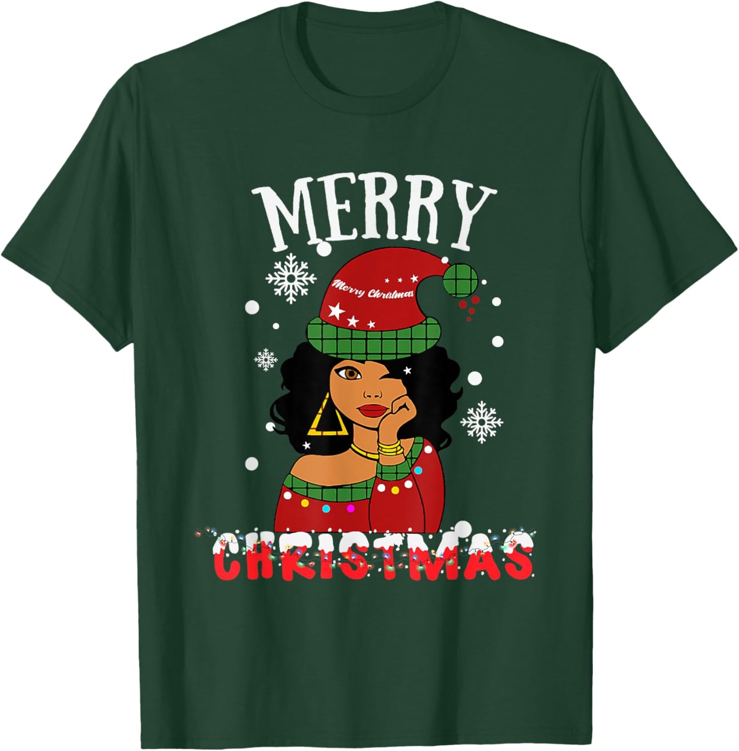 Black African American Merry Christmas Melanin Women Santa T-Shirt - T-Shirt | Forest