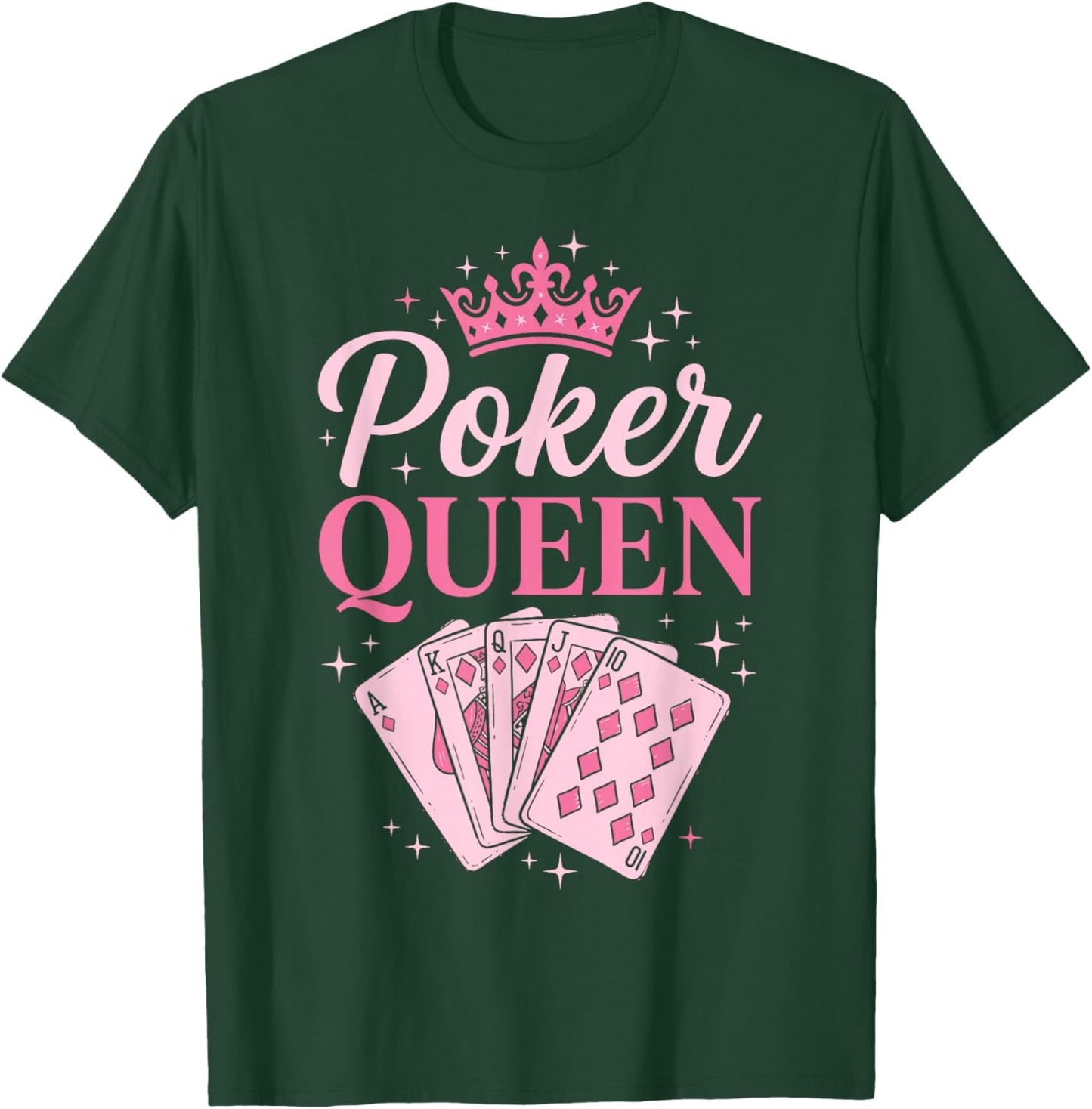 Poker Queen Royal Flush Diamonds Pink Graphic T-Shirt - T-Shirt | Forest