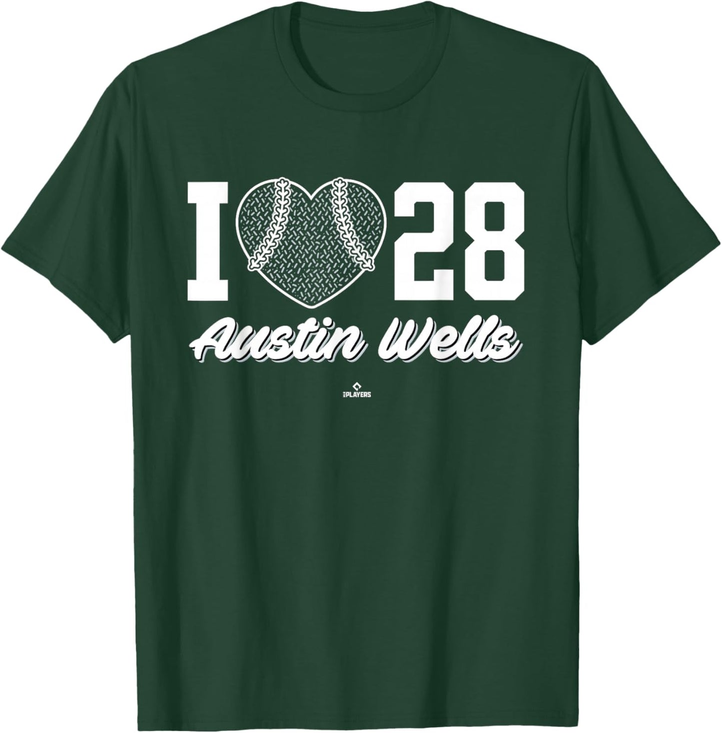 I Heart Baseball Austin Wells New York Baseball MLBPA T-Shirt - T-Shirt | Forest