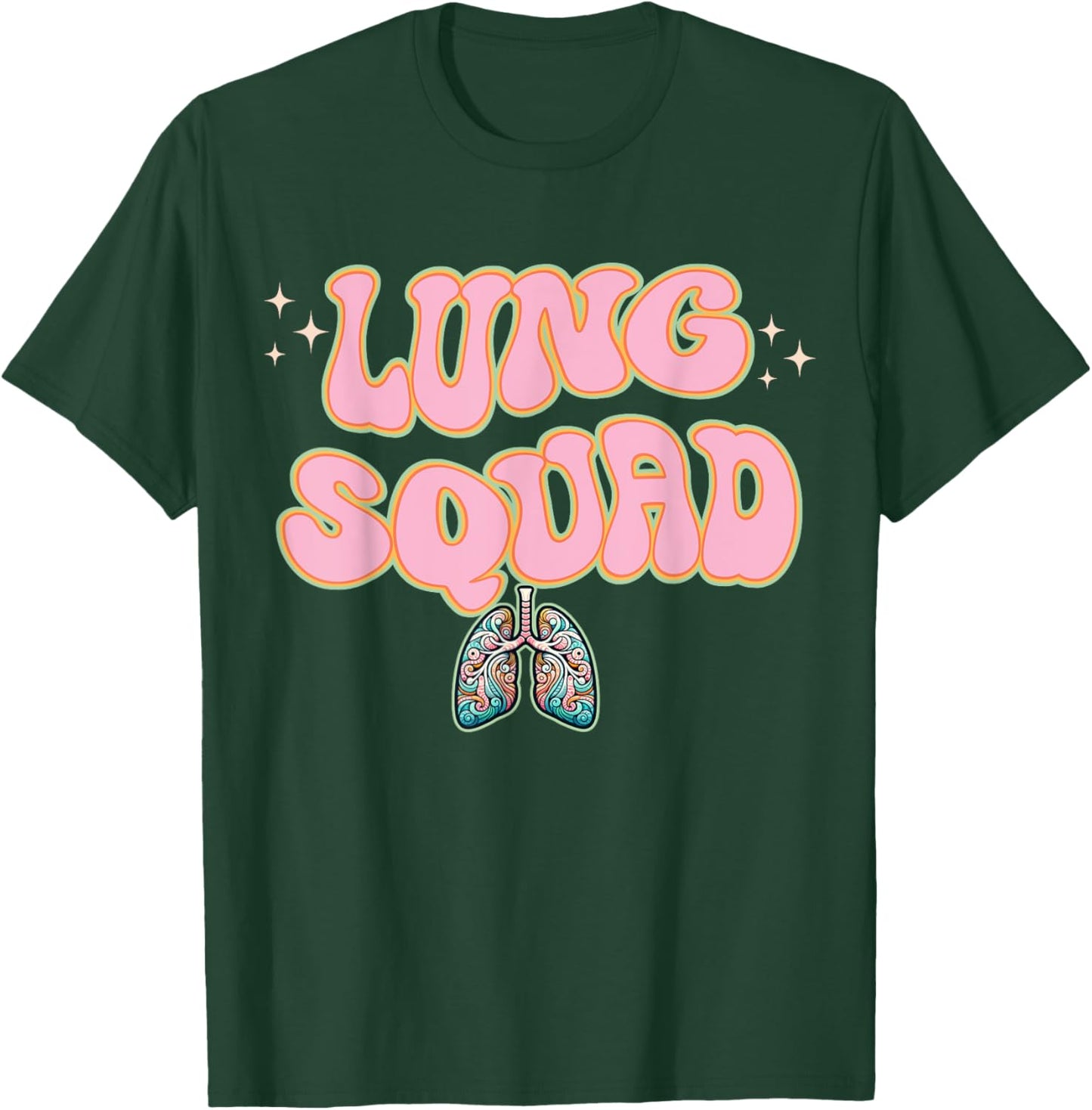 Funny Respiratory Therapist RT Lung Squad Retro Lungs T-Shirt - T-Shirt | Forest