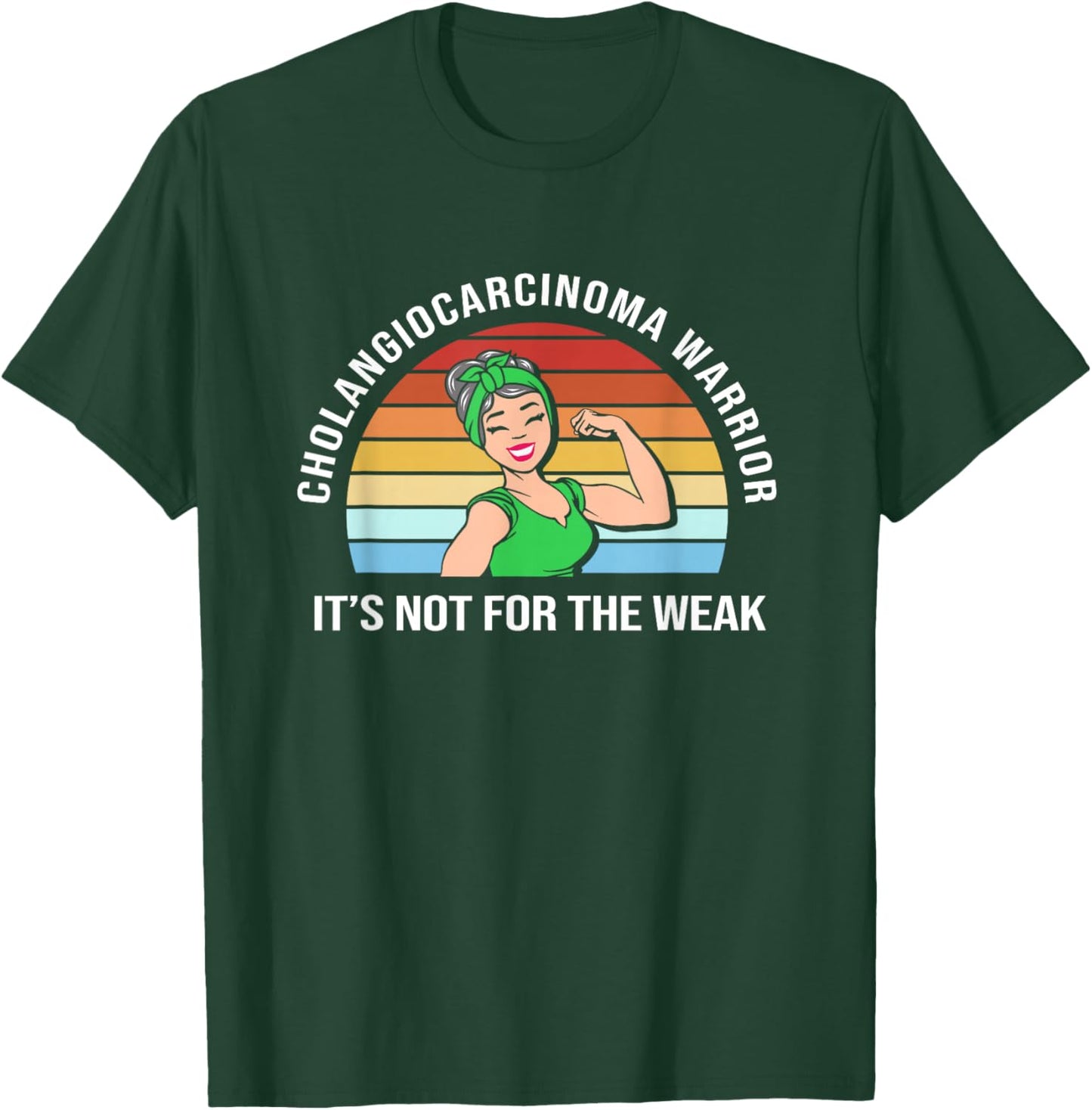 Retro Strong Woman Cholangiocarcinoma Warrior T-Shirt - T-Shirt | Forest
