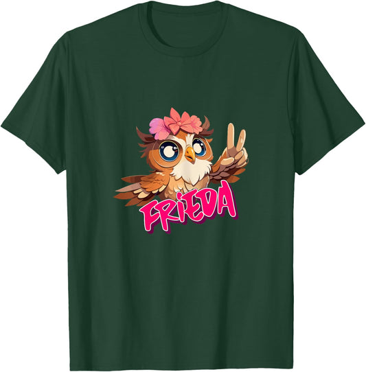 FRIEDA - Schöner Mädchen Name mit niedlicher Eule T-Shirt - T-Shirt | Forest