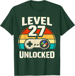 27th Birthday Level 27 Unlocked Gamer Gaming 27 Birthday T-Shirt - T-Shirt | Forest