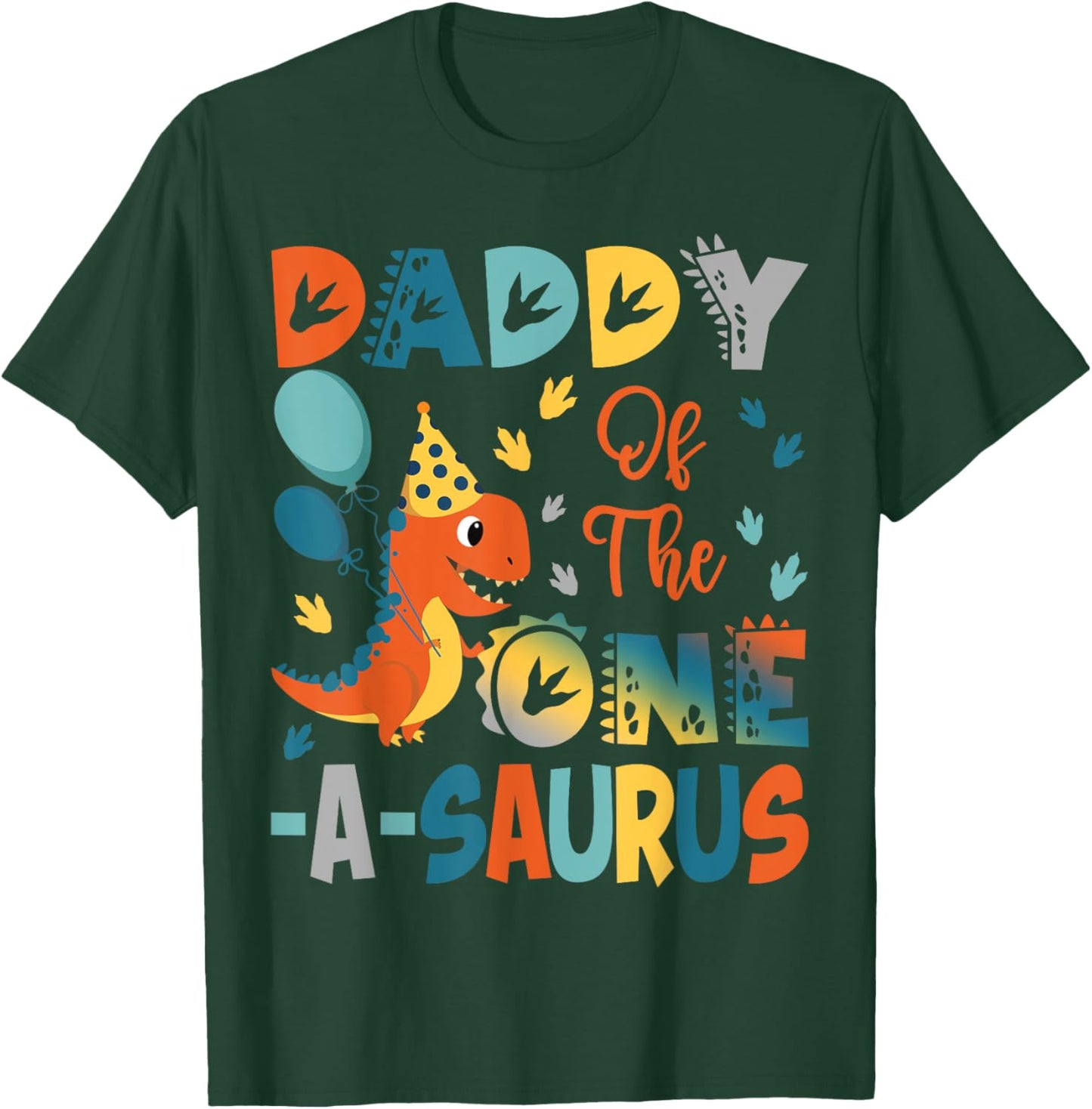 Daddy Of The One-A-Saurus 2Nd Birthday Dinosaur Party T-Shirt - T-Shirt | Forest