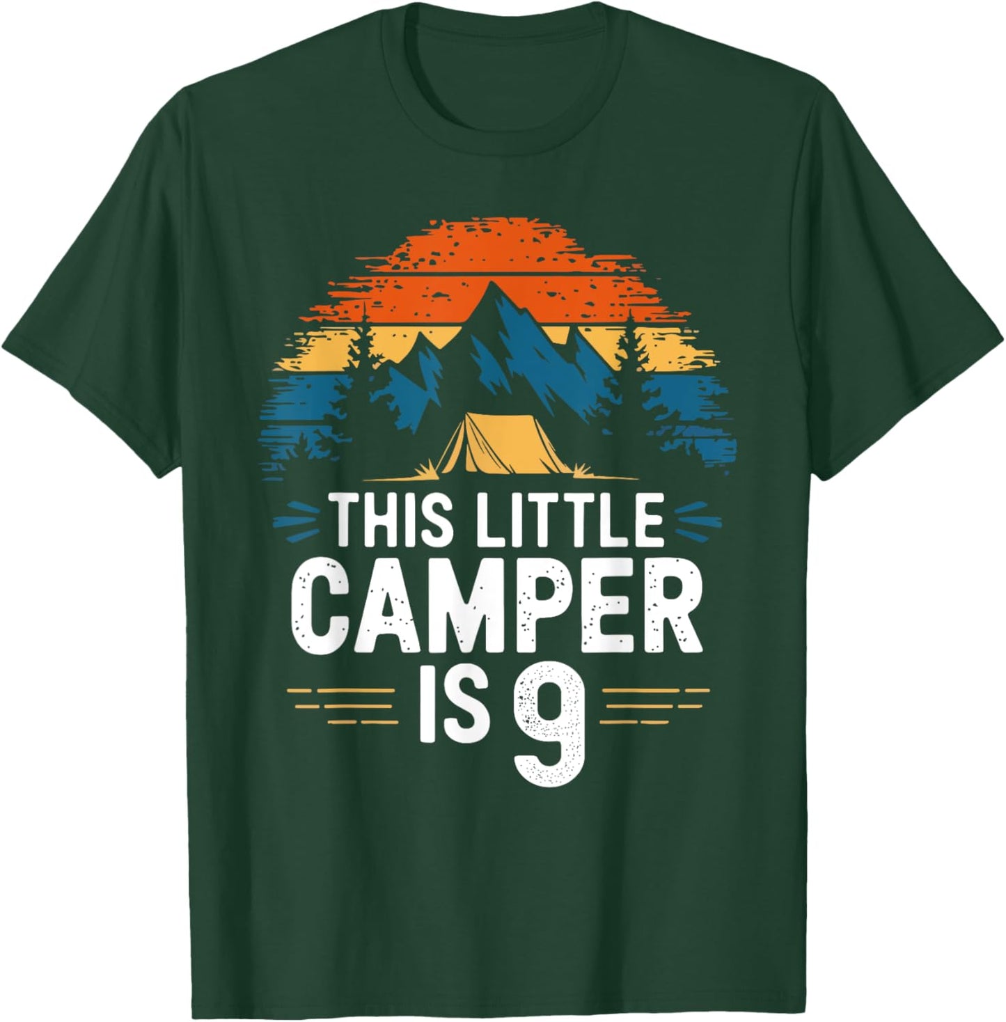 9th Birthday Camping Shirt for 9 Year Old Kids Camping Party T-Shirt - T-Shirt | Forest