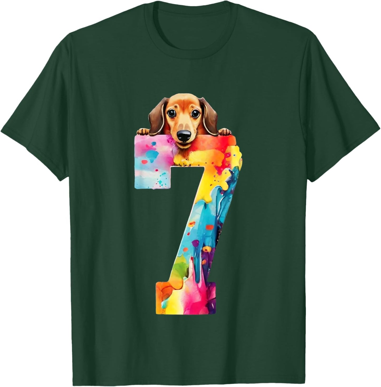 DOG 7 YEARS DACHSHUND BIRTHDAY for Kids T-Shirt - T-Shirt | Forest